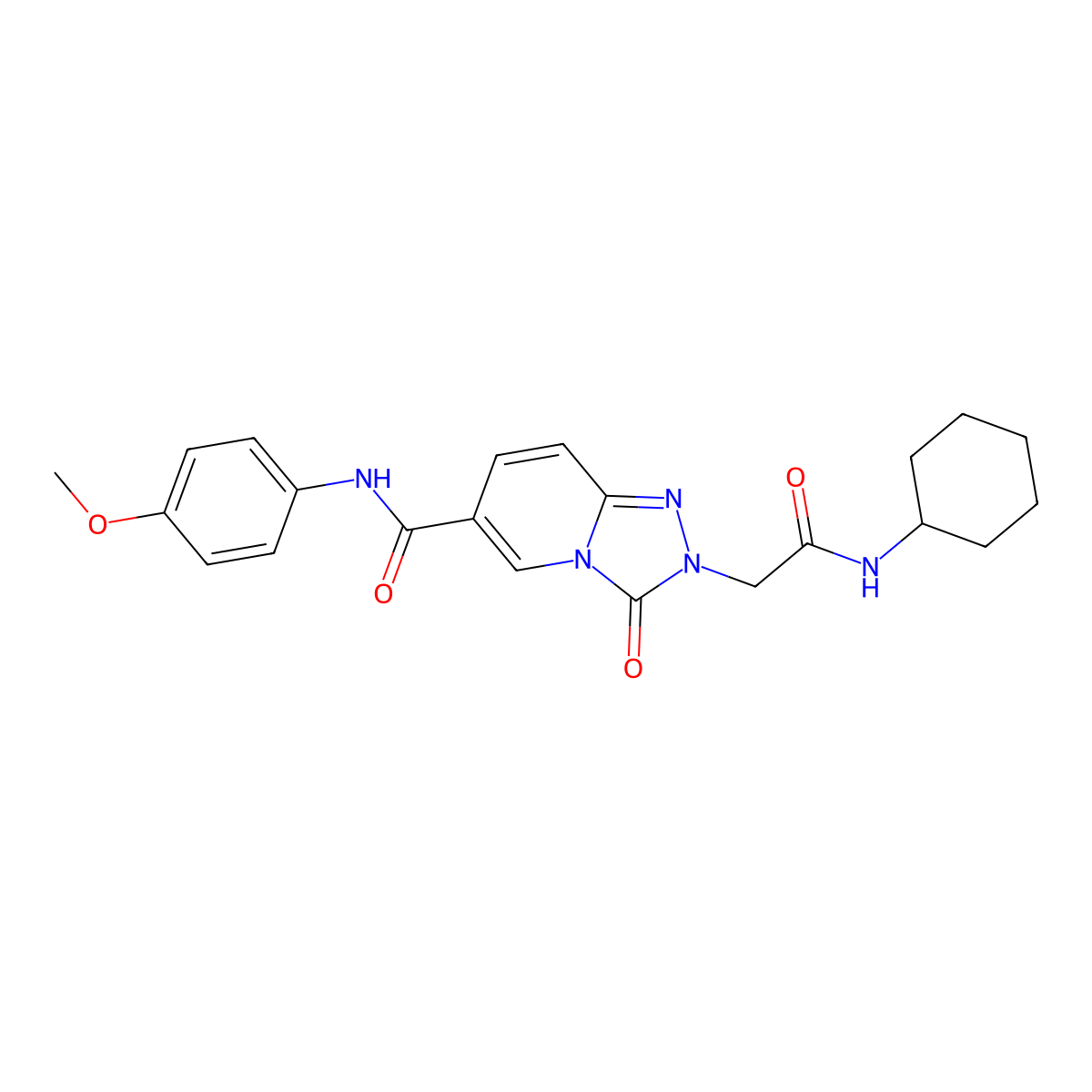 2-[(Cyclohexylcarbamoyl)methyl]-N-(4-methoxyphenyl)-3-oxo-2H,3H-[1,2,4]triazolo[4,3-A]pyridine-6-carboxamide molecular structure, CAS 1358165-90-8