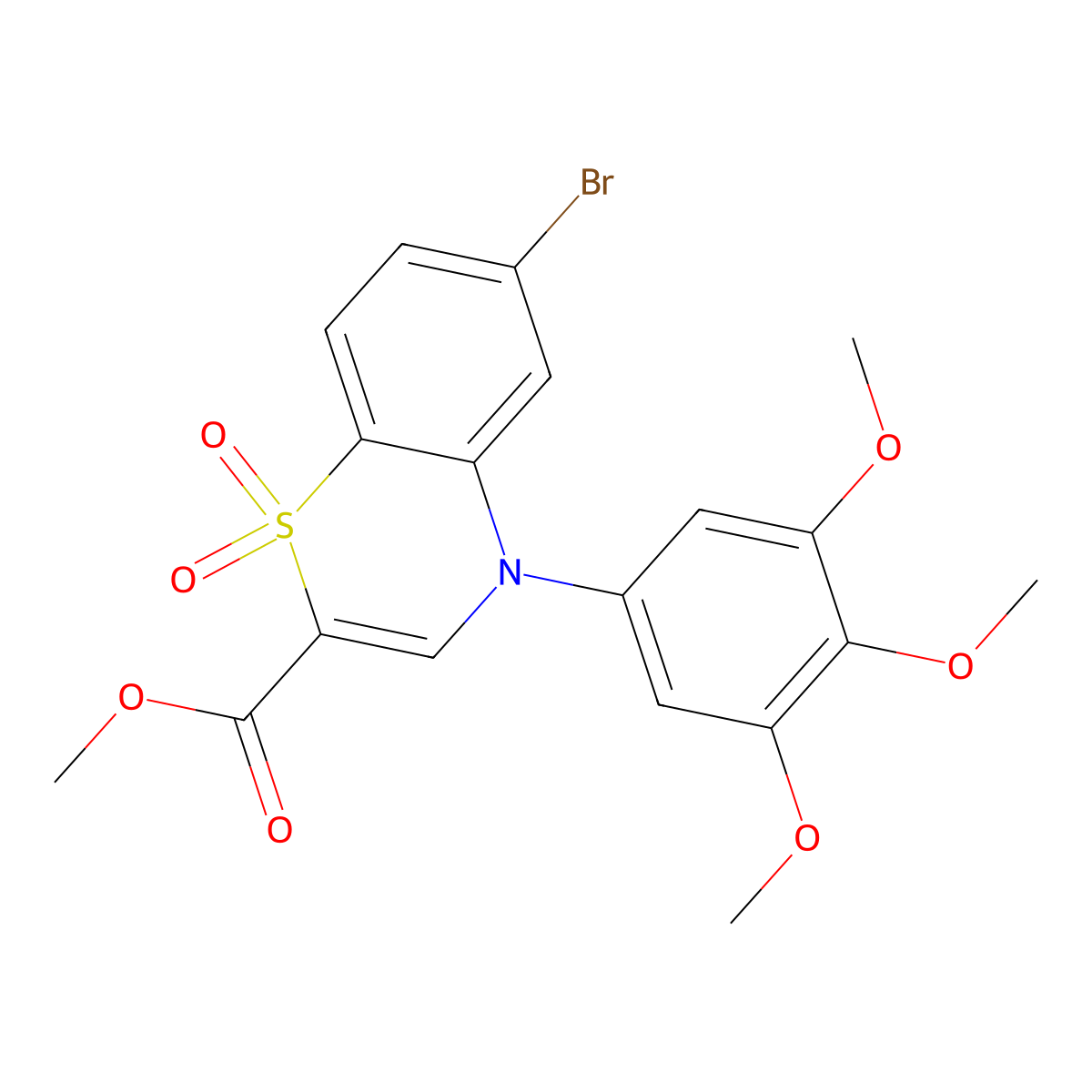 methyl 6-bromo-4-(3,4,5-trimethoxyphenyl)-4H-1,4-benzothiazine-2-carboxylate 1,1-dioxide molecular structure, CAS 1358168-93-0