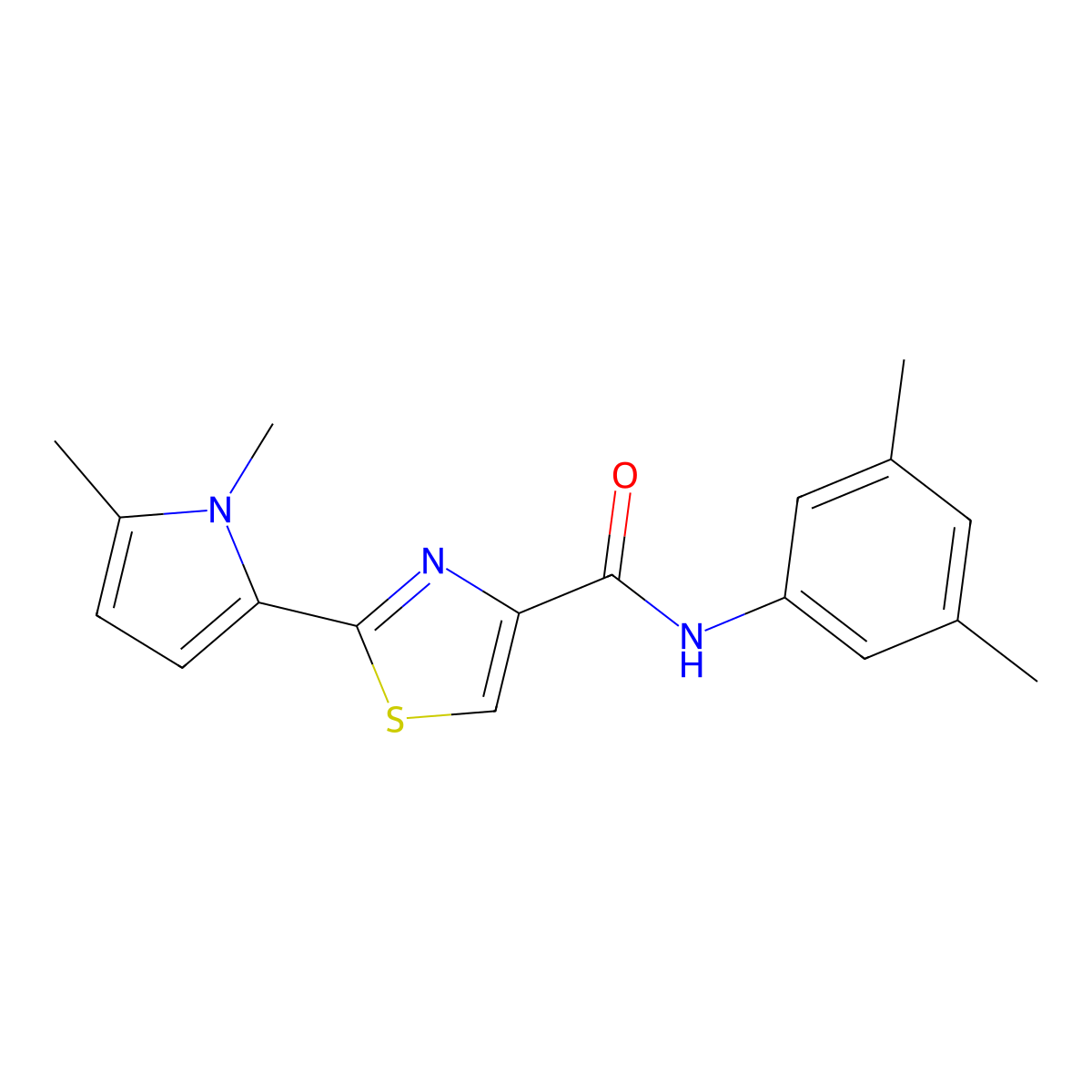 2-(1,5-dimethyl-1H-pyrrol-2-yl)-N-(3,5-dimethylphenyl)-1,3-thiazole-4-carboxamide molecular structure, CAS 1358169-63-7