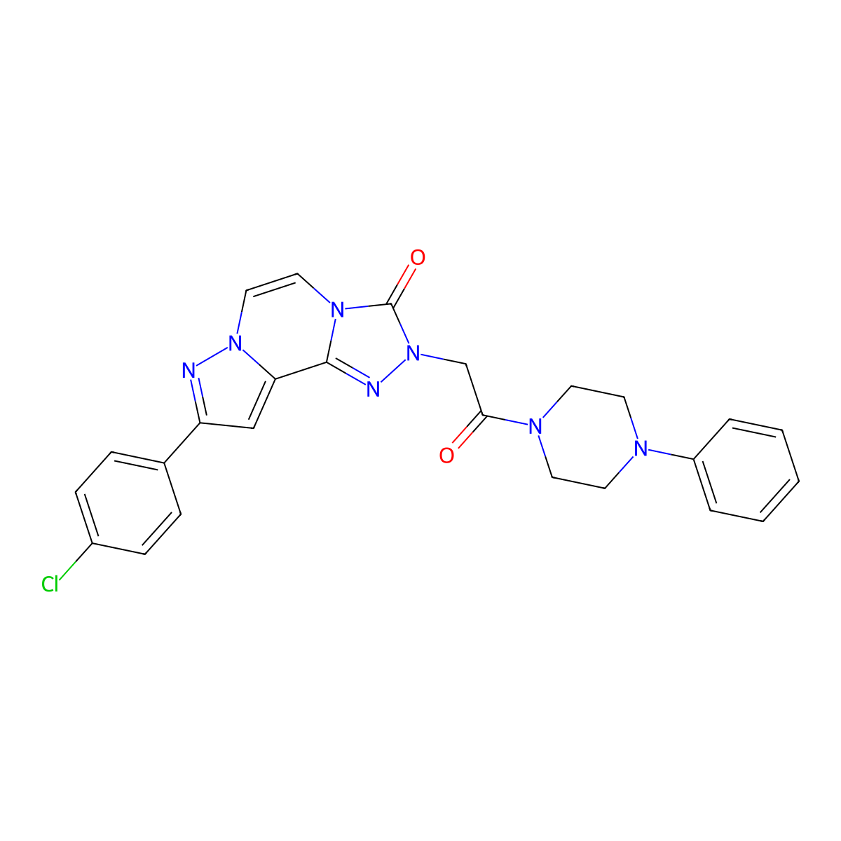 11-(4-Chlorophenyl)-4-[2-oxo-2-(4-phenylpiperazin-1-yl)ethyl]-3,4,6,9,10-pentazatricyclo[7.3.0.02,6]dodeca-1(12),2,7,10-tetraen-5-one molecular structure, CAS 1358179-19-7