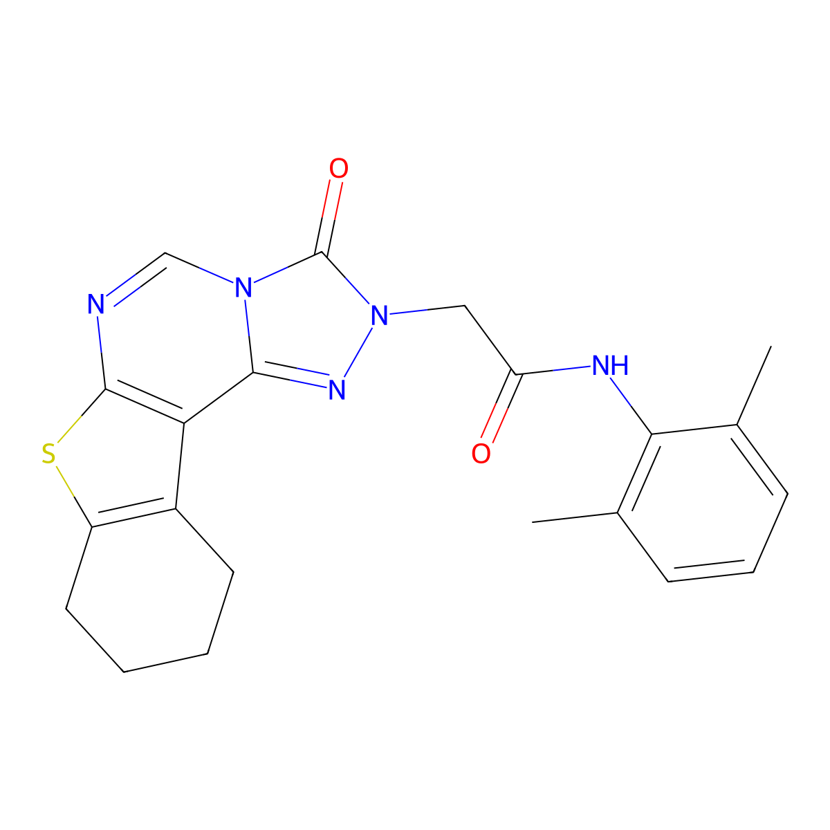 N-(2,6-dimethylphenyl)-2-{5-oxo-10-thia-3,4,6,8-tetraazatetracyclo[7.7.0.0^{2,6}.0^{11,16}]hexadeca-1(9),2,7,11(16)-tetraen-4-yl}acetamide molecular structure, CAS 1358180-55-8