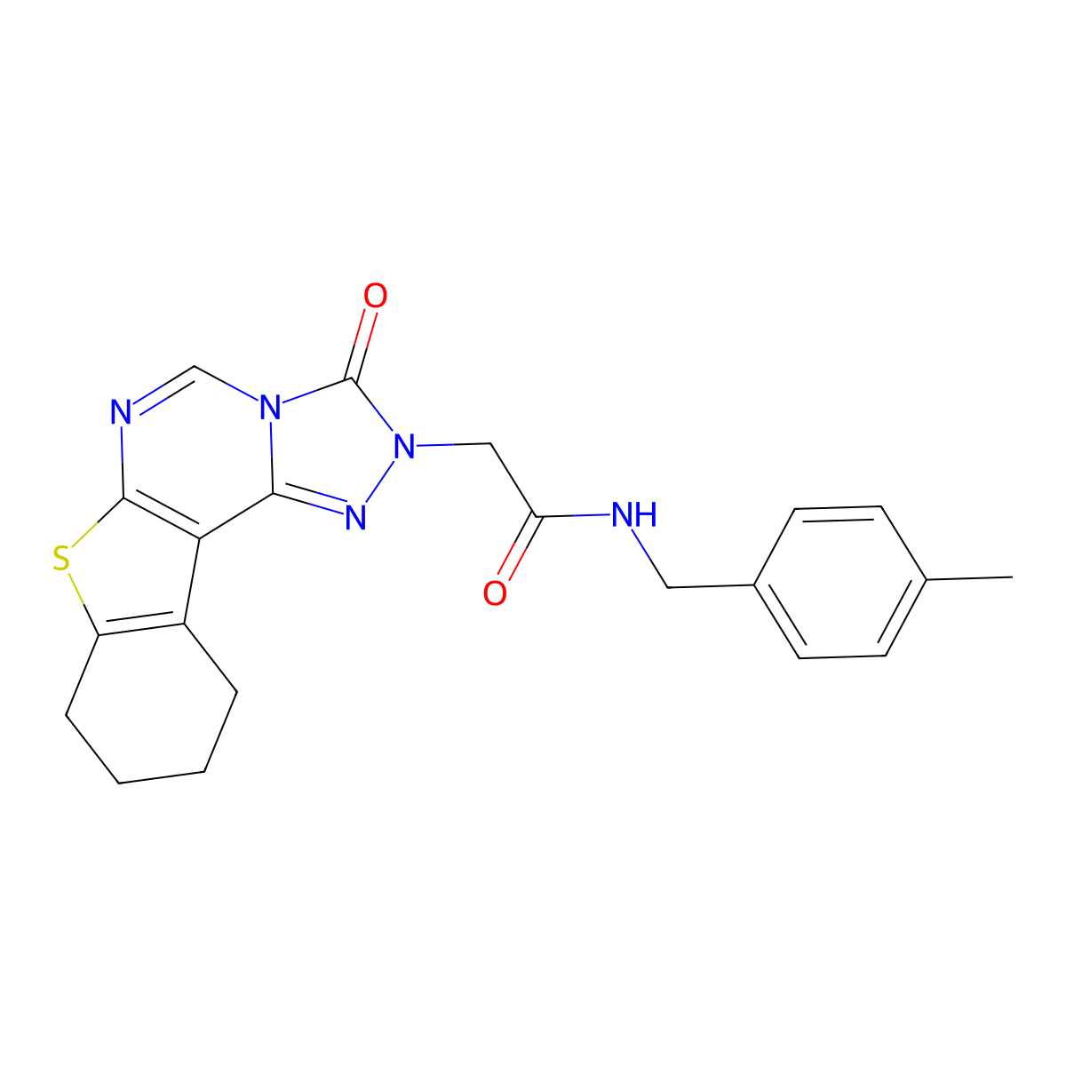 N-(4-methylbenzyl)-2-(3-oxo-8,9,10,11-tetrahydro[1]benzothieno[3,2-e][1,2,4]triazolo[4,3-c]pyrimidin-2(3H)-yl)acetamide molecular structure, CAS 1358180-63-8
