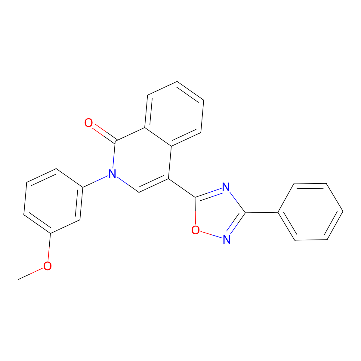2-(3-methoxyphenyl)-4-(3-phenyl-1,2,4-oxadiazol-5-yl)isoquinolin-1(2H)-one molecular structure, CAS 1358188-63-2
