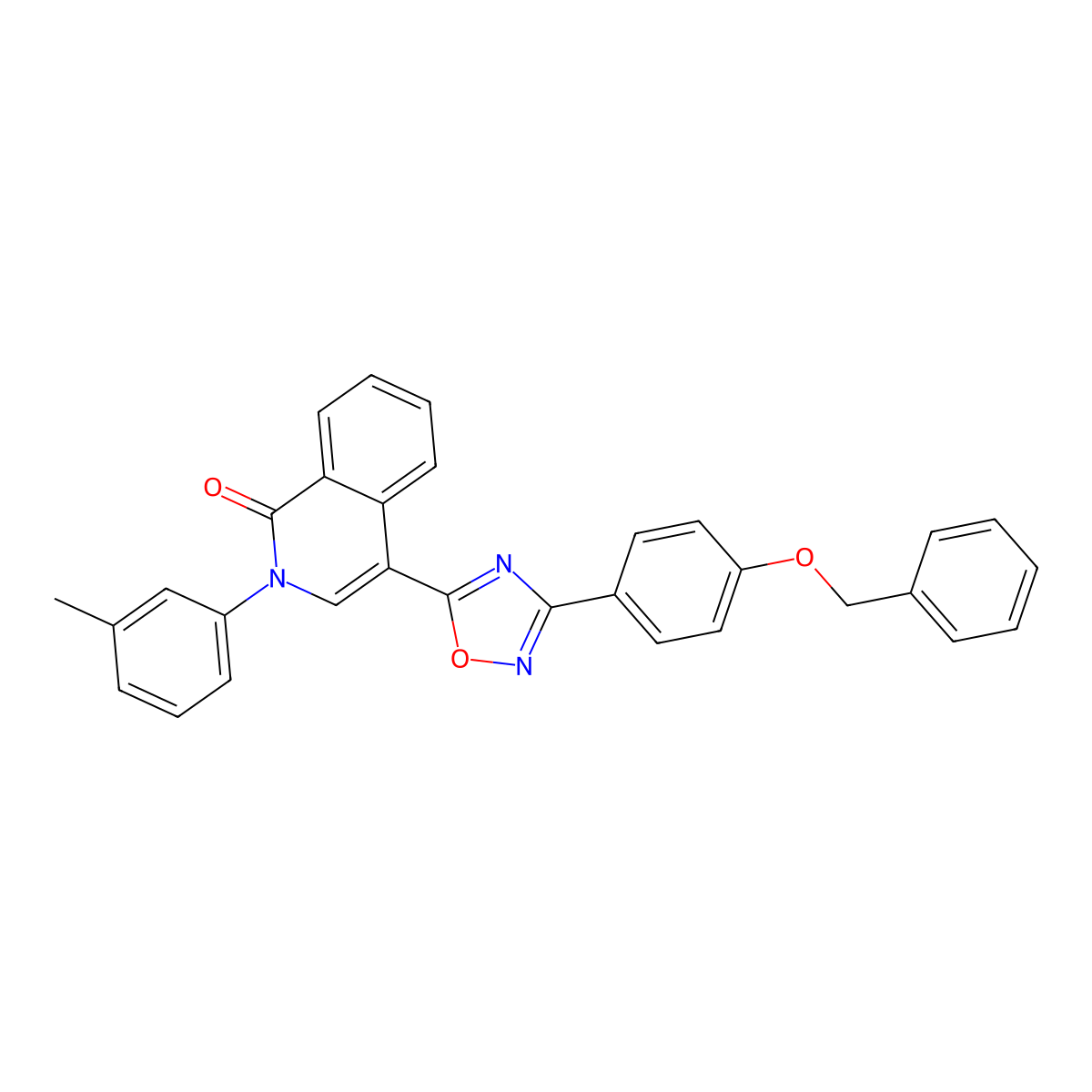 4-(3-(4-(benzyloxy)phenyl)-1,2,4-oxadiazol-5-yl)-2-(m-tolyl)isoquinolin-1(2H)-one molecular structure, CAS 1358189-00-0