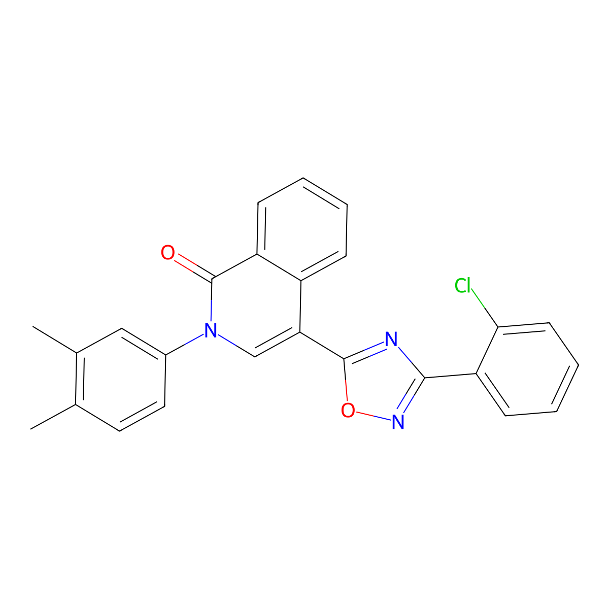 4-(3-(2-chlorophenyl)-1,2,4-oxadiazol-5-yl)-2-(3,4-dimethylphenyl)isoquinolin-1(2H)-one molecular structure, CAS 1358189-18-0