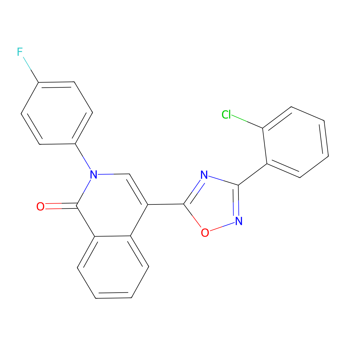 4-(3-(2-chlorophenyl)-1,2,4-oxadiazol-5-yl)-2-(4-fluorophenyl)isoquinolin-1(2H)-one molecular structure, CAS 1358189-49-7