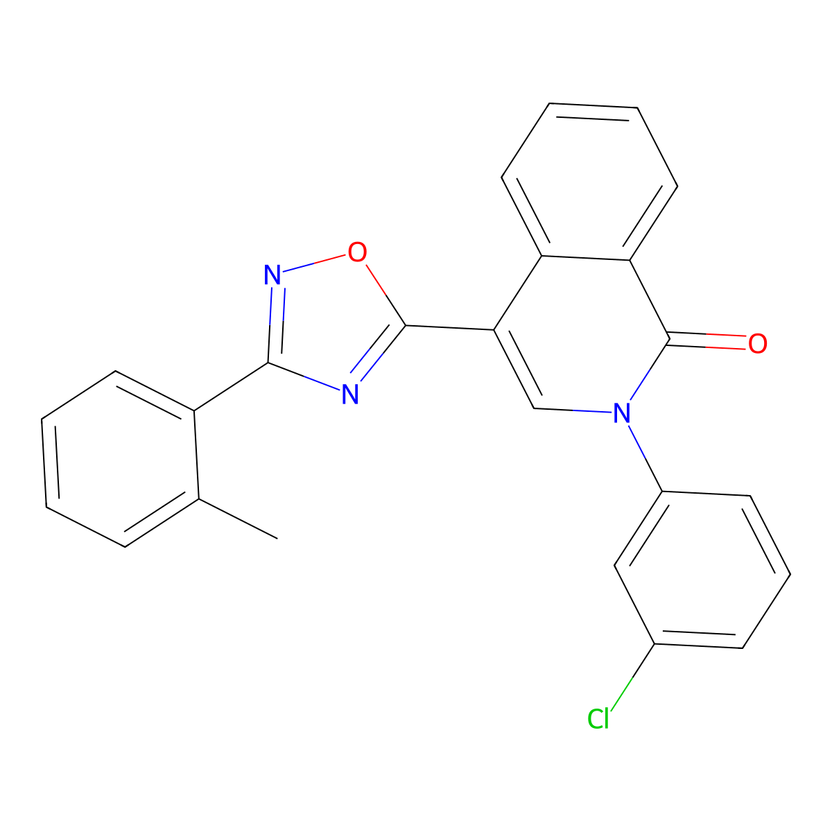 2-(3-chlorophenyl)-4-(3-(o-tolyl)-1,2,4-oxadiazol-5-yl)isoquinolin-1(2H)-one molecular structure, CAS 1358189-66-8