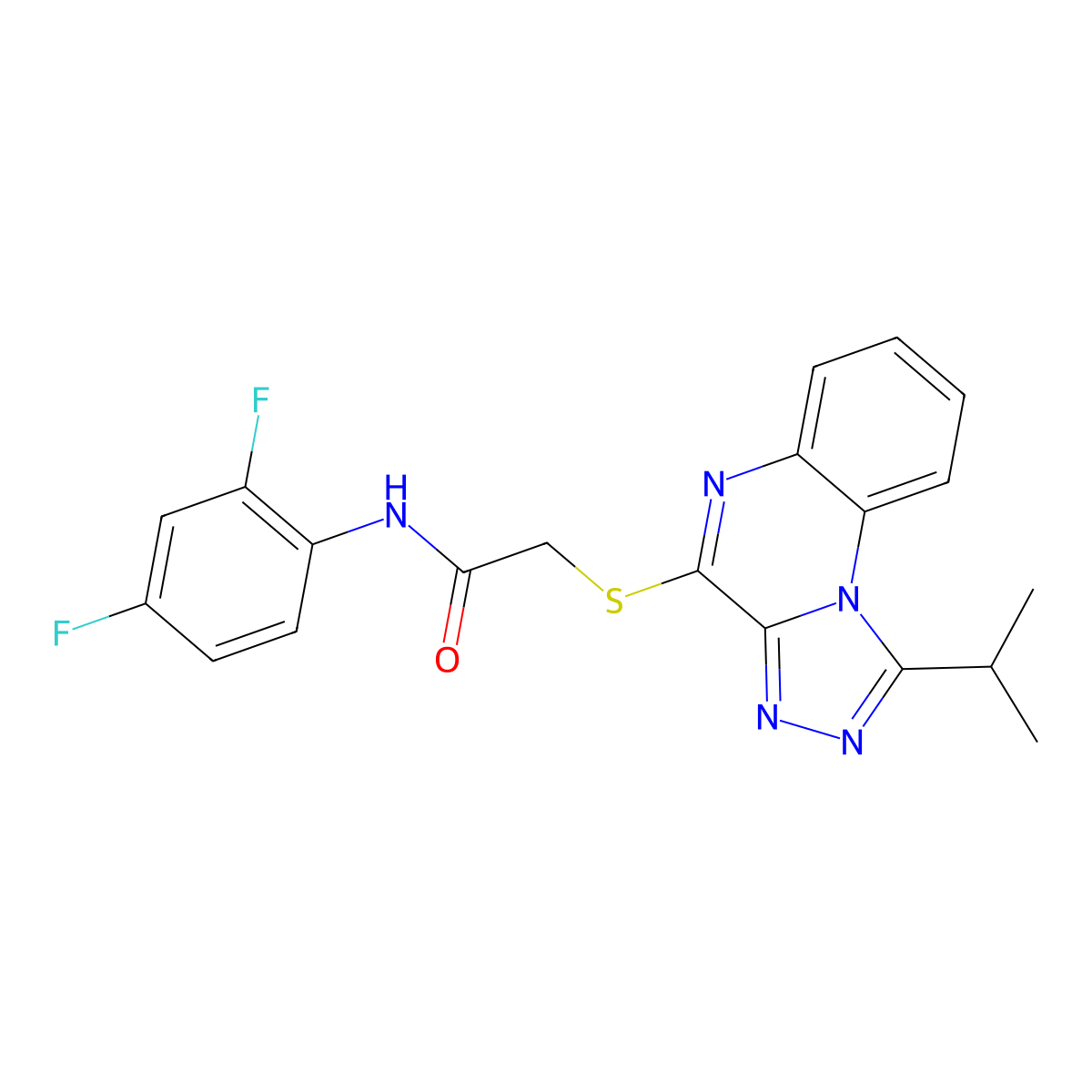 N-(2,4-difluorophenyl)-2-{[1-(propan-2-yl)-[1,2,4]triazolo[4,3-a]quinoxalin-4-yl]sulfanyl}acetamide molecular structure, CAS 1358192-86-5