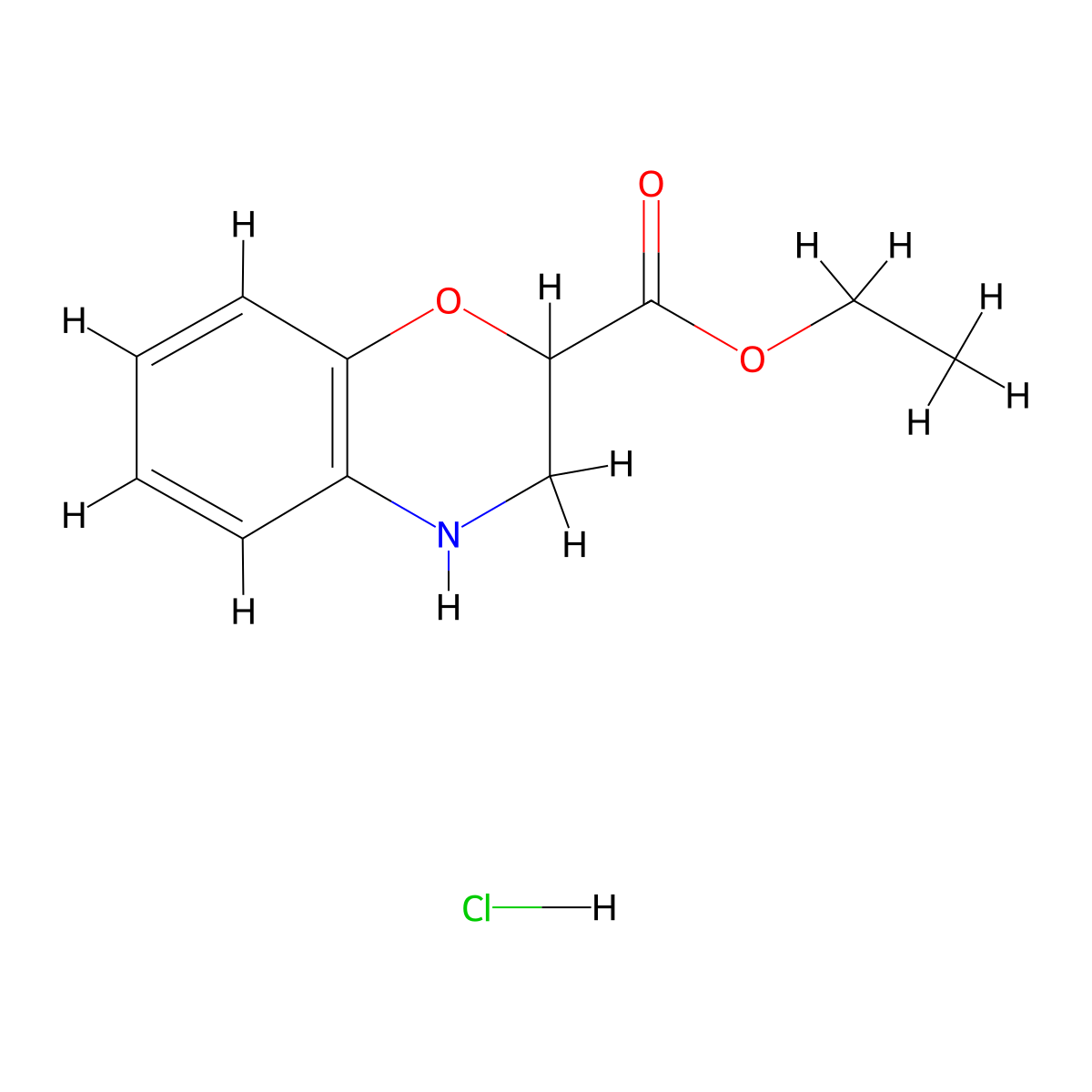 3,4-Dihydro-2H-benzo[1,4]oxazine-2-carboxylic acid ethyl ester hydrochloride molecular structure, CAS 13582-92-8