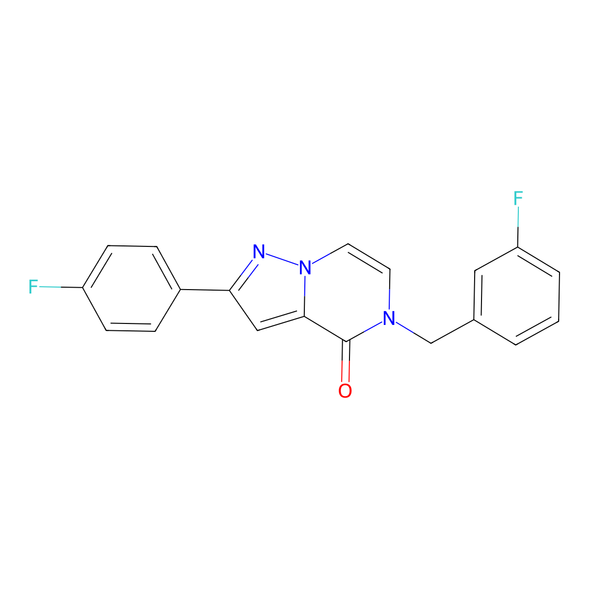 5-(3-fluorobenzyl)-2-(4-fluorophenyl)pyrazolo[1,5-a]pyrazin-4(5H)-one molecular structure, CAS 1358200-94-8