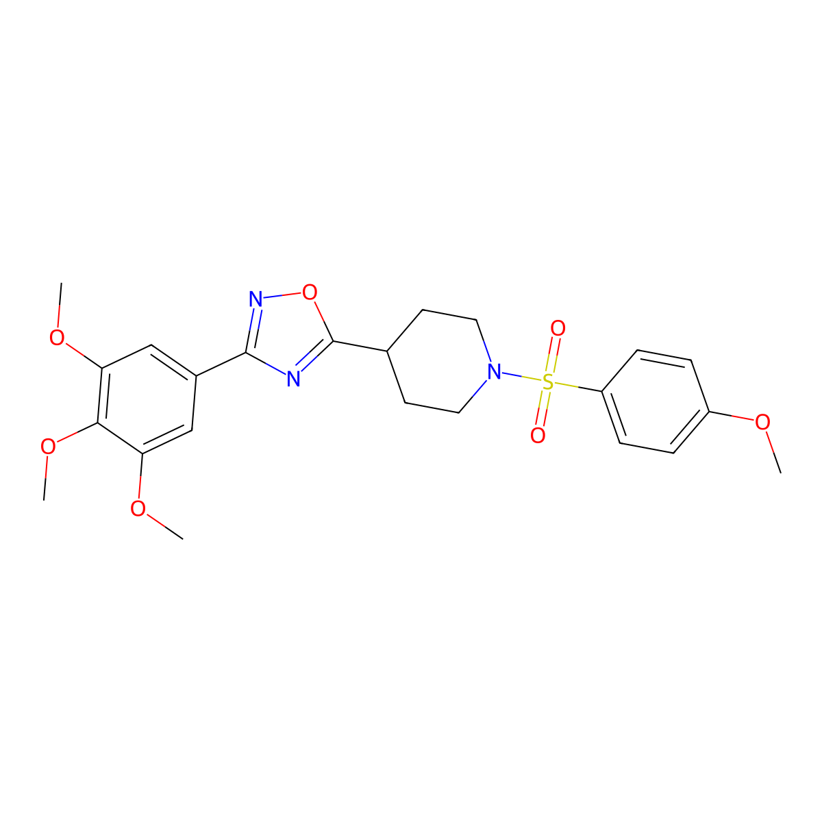 1-(4-Methoxybenzenesulfonyl)-4-[3-(3,4,5-trimethoxyphenyl)-1,2,4-oxadiazol-5-YL]piperidine molecular structure, CAS 1358203-73-2