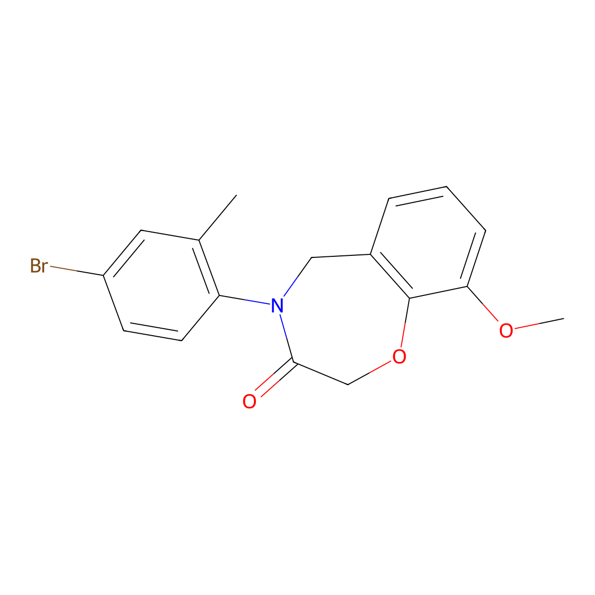4-(4-Bromo-2-methylphenyl)-9-methoxy-2,3,4,5-tetrahydro-1,4-benzoxazepin-3-one molecular structure, CAS 1358217-48-7