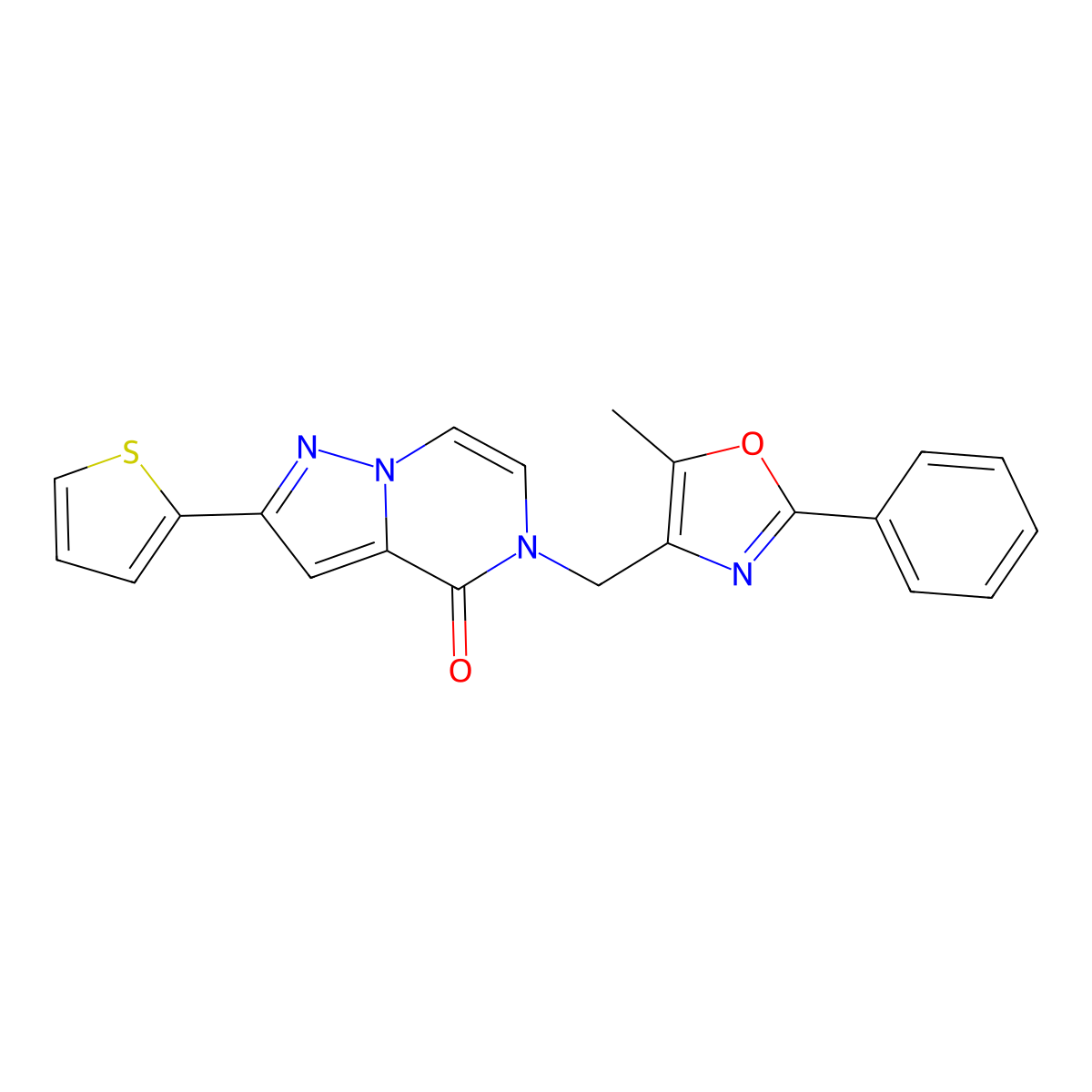 5-[(5-methyl-2-phenyl-1,3-oxazol-4-yl)methyl]-2-(thiophen-2-yl)-4H,5H-pyrazolo[1,5-a]pyrazin-4-one molecular structure, CAS 1358222-65-7