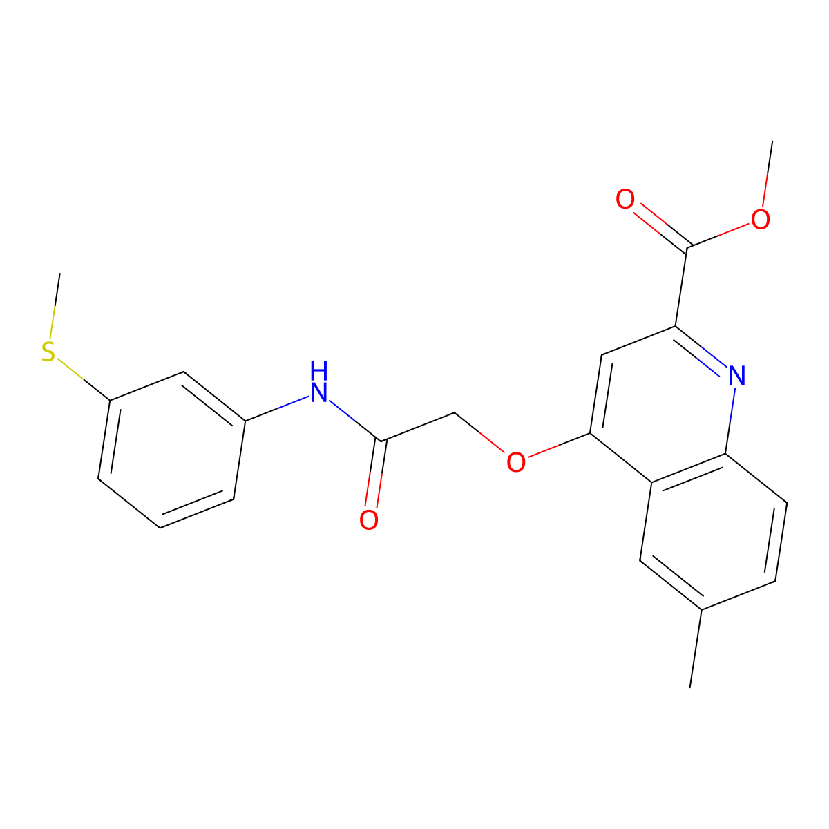 Methyl 6-methyl-4-({[3-(methylsulfanyl)phenyl]carbamoyl}methoxy)quinoline-2-carboxylate molecular structure, CAS 1358223-46-7