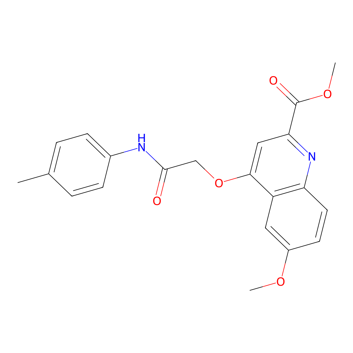 Methyl 6-methoxy-4-{[(4-methylphenyl)carbamoyl]methoxy}quinoline-2-carboxylate molecular structure, CAS 1358223-62-7