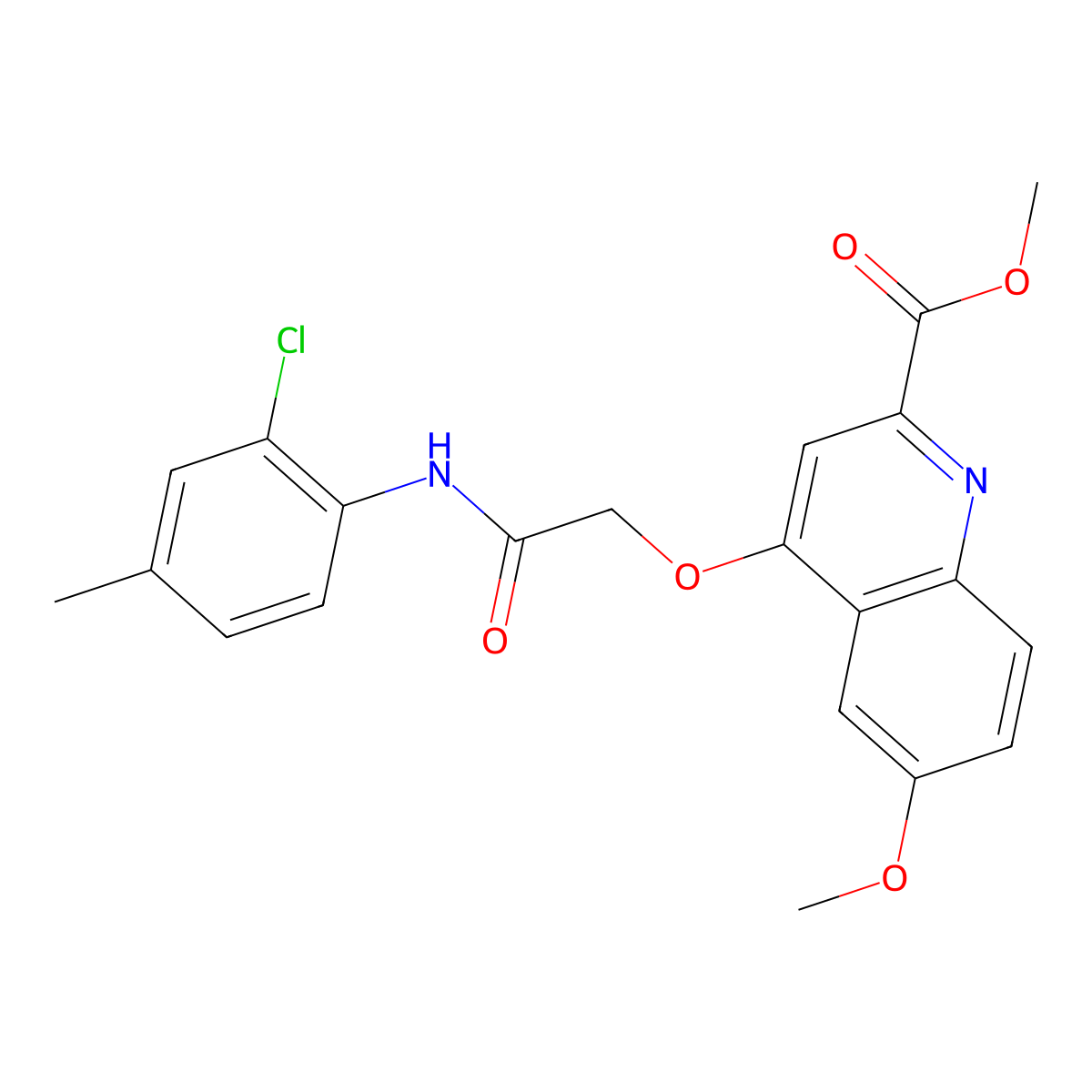 Methyl 4-{[(2-chloro-4-methylphenyl)carbamoyl]methoxy}-6-methoxyquinoline-2-carboxylate molecular structure, CAS 1358223-69-4