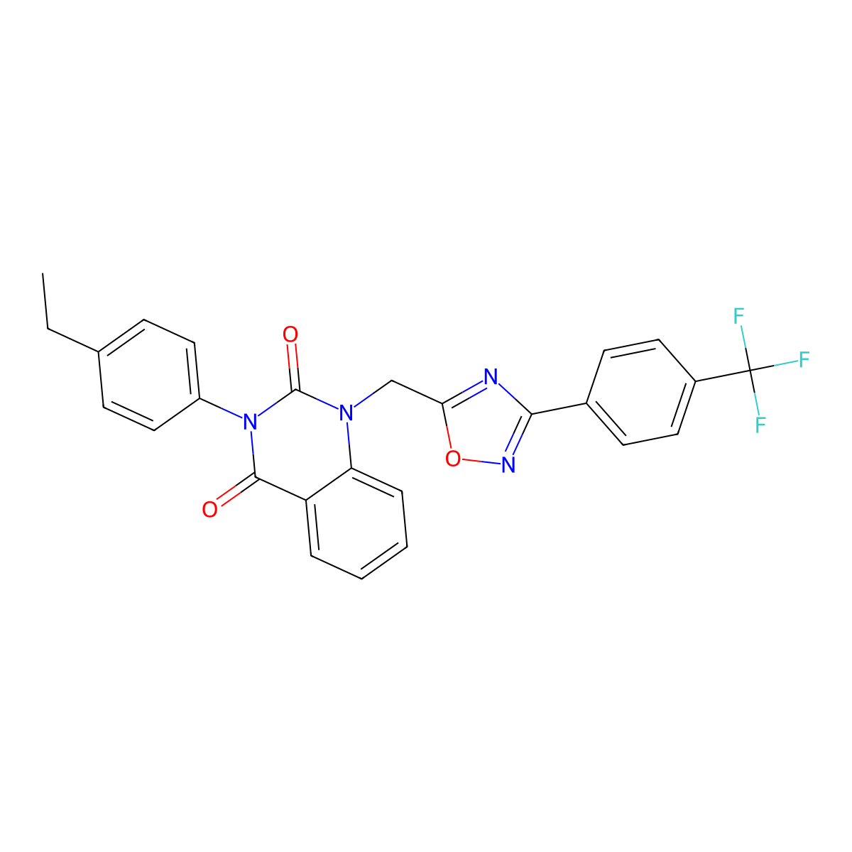 3-(4-ethylphenyl)-1-((3-(4-(trifluoromethyl)phenyl)-1,2,4-oxadiazol-5-yl)methyl)quinazoline-2,4(1H,3H)-dione molecular structure, CAS 1358223-80-9