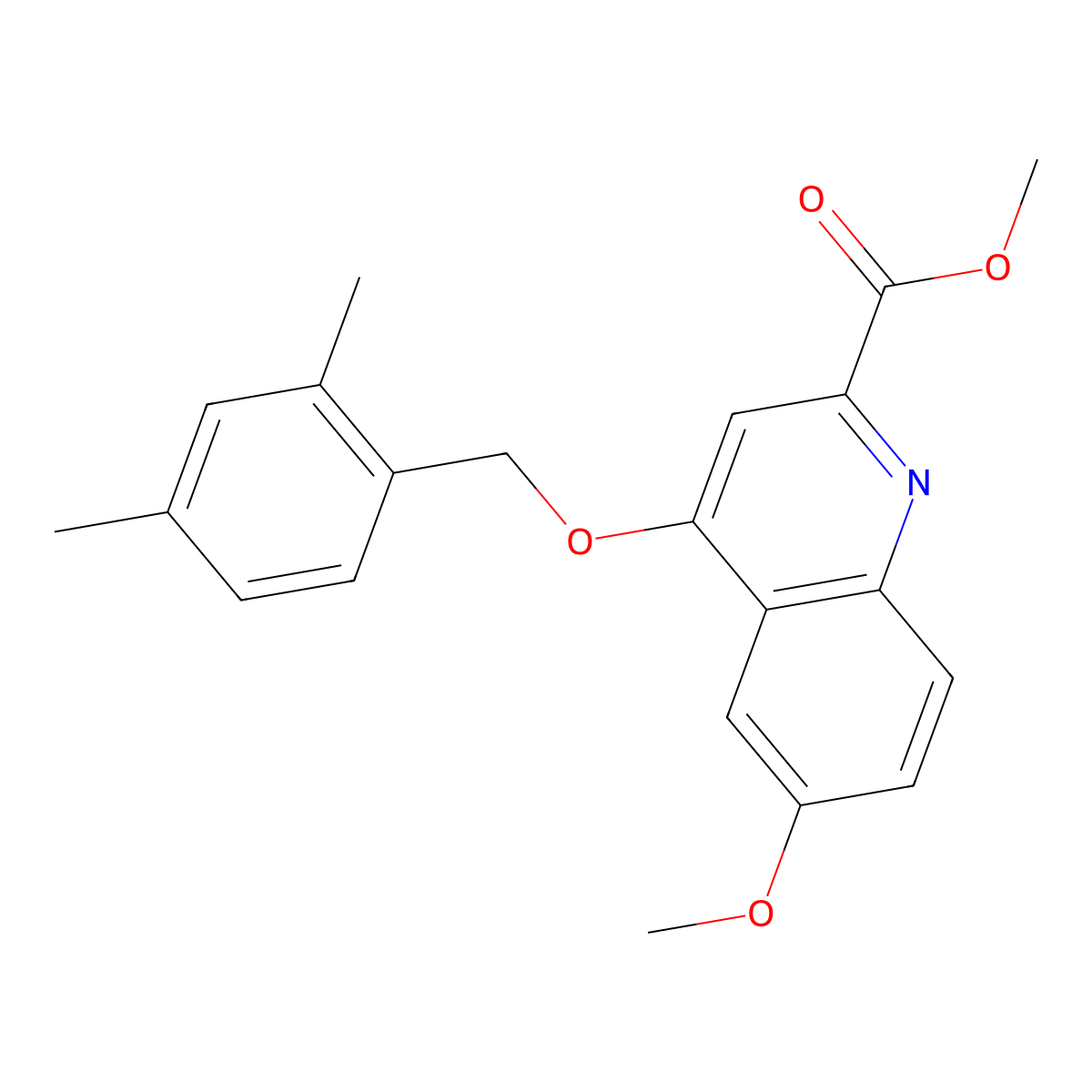 Methyl 4-[(2,4-dimethylphenyl)methoxy]-6-methoxyquinoline-2-carboxylate molecular structure, CAS 1358224-27-7