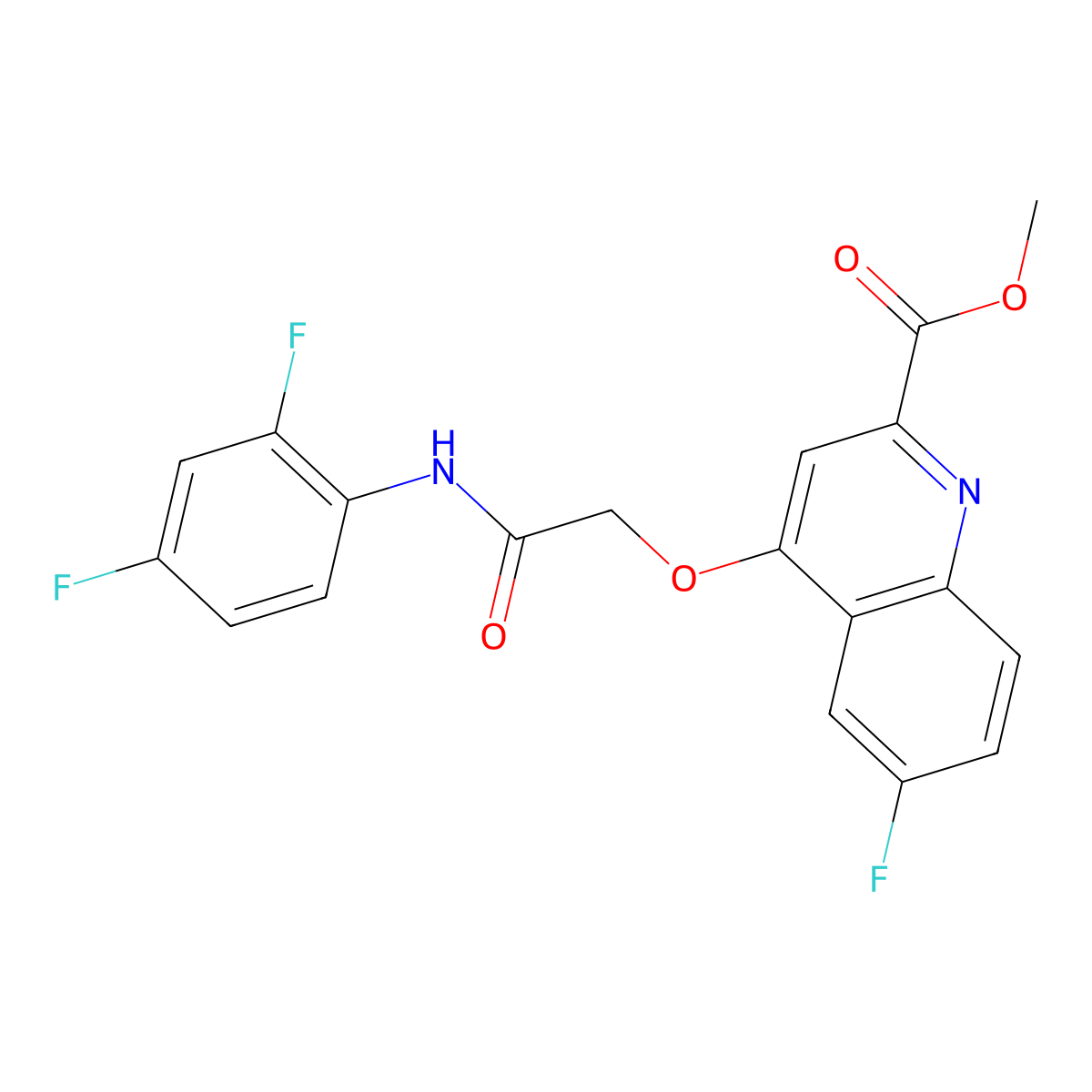 Methyl 4-{[(2,4-difluorophenyl)carbamoyl]methoxy}-6-fluoroquinoline-2-carboxylate molecular structure, CAS 1358224-44-8