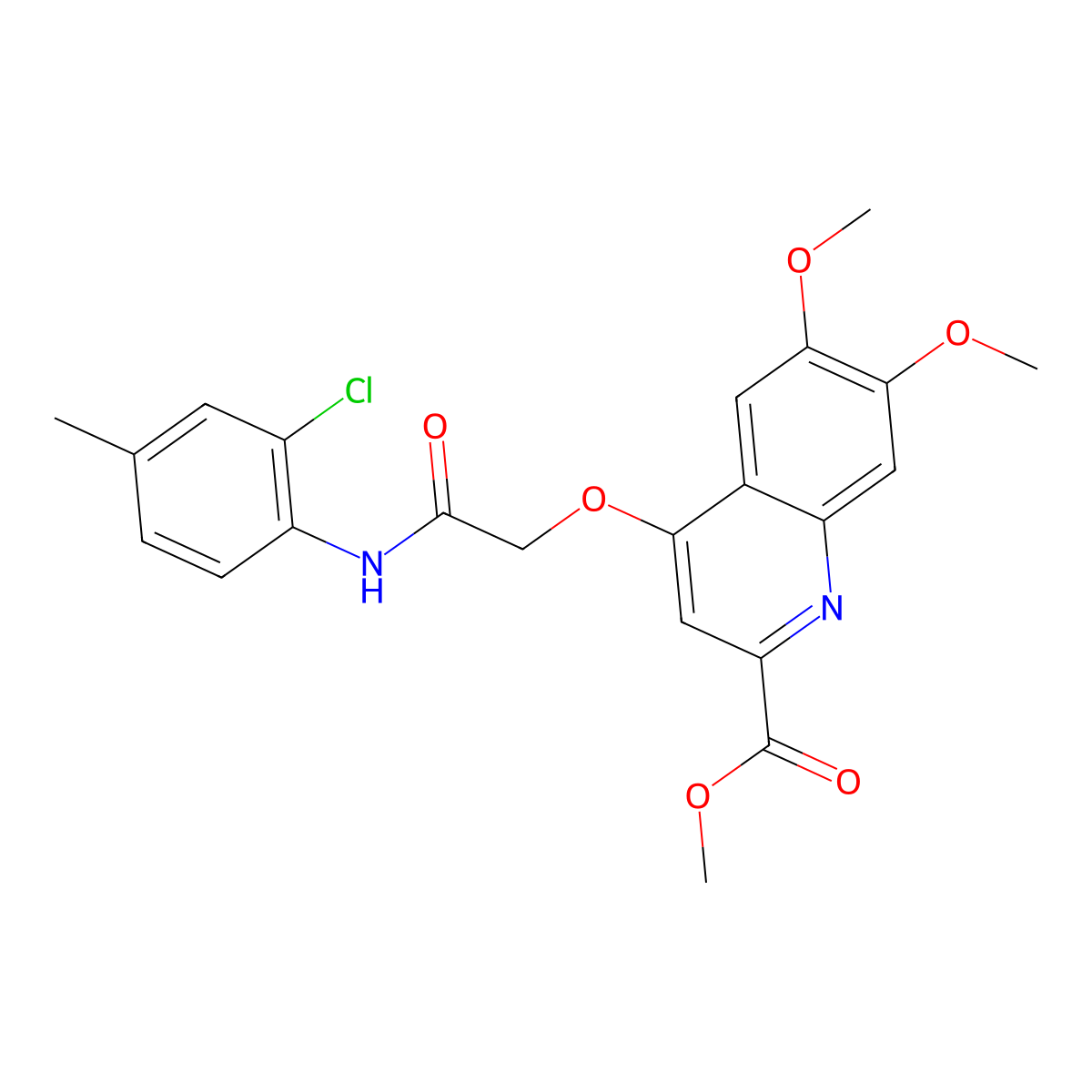 Methyl 4-(2-((2-chloro-4-methylphenyl)amino)-2-oxoethoxy)-6,7-dimethoxyquinoline-2-carboxylate molecular structure, CAS 1358224-72-2