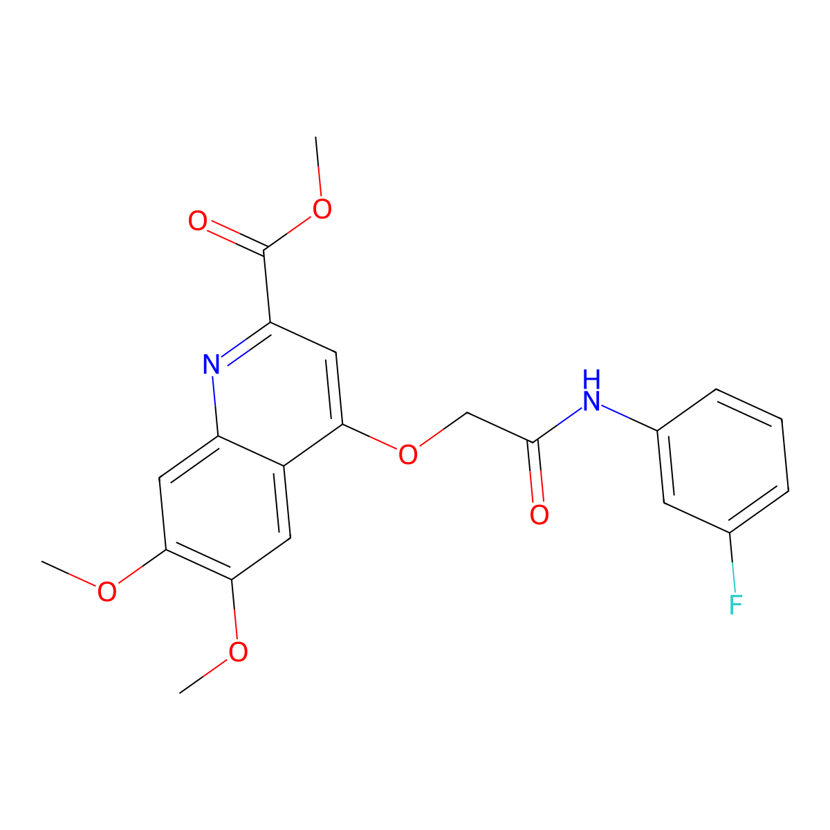 Methyl 4-{[(3-fluorophenyl)carbamoyl]methoxy}-6,7-dimethoxyquinoline-2-carboxylate molecular structure, CAS 1358224-79-9