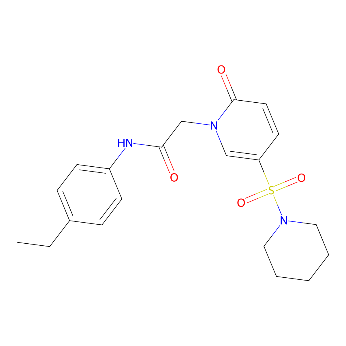 N-(4-ethylphenyl)-2-[2-oxo-5-(piperidine-1-sulfonyl)-1,2-dihydropyridin-1-yl]acetamide molecular structure, CAS 1358227-27-6