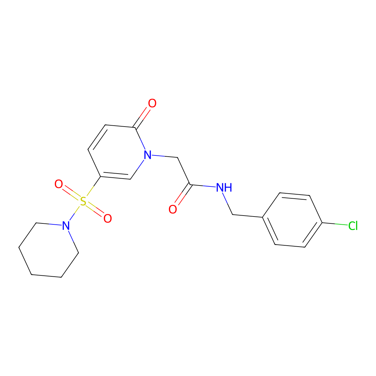N-[(4-chlorophenyl)methyl]-2-[2-oxo-5-(piperidine-1-sulfonyl)-1,2-dihydropyridin-1-yl]acetamide molecular structure, CAS 1358227-47-0