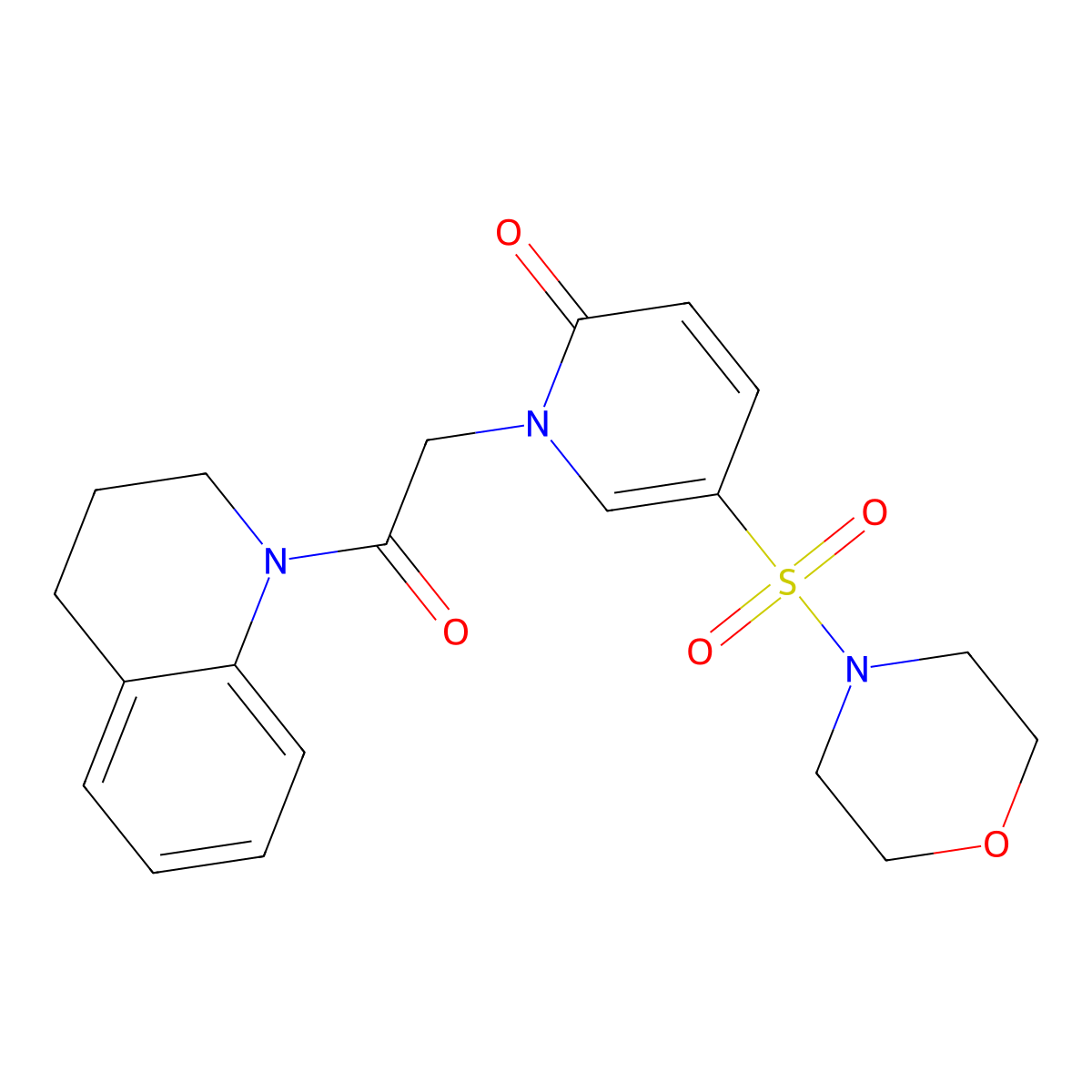 5-(Morpholine-4-sulfonyl)-1-[2-oxo-2-(1,2,3,4-tetrahydroquinolin-1-yl)ethyl]-1,2-dihydropyridin-2-one molecular structure, CAS 1358227-56-1