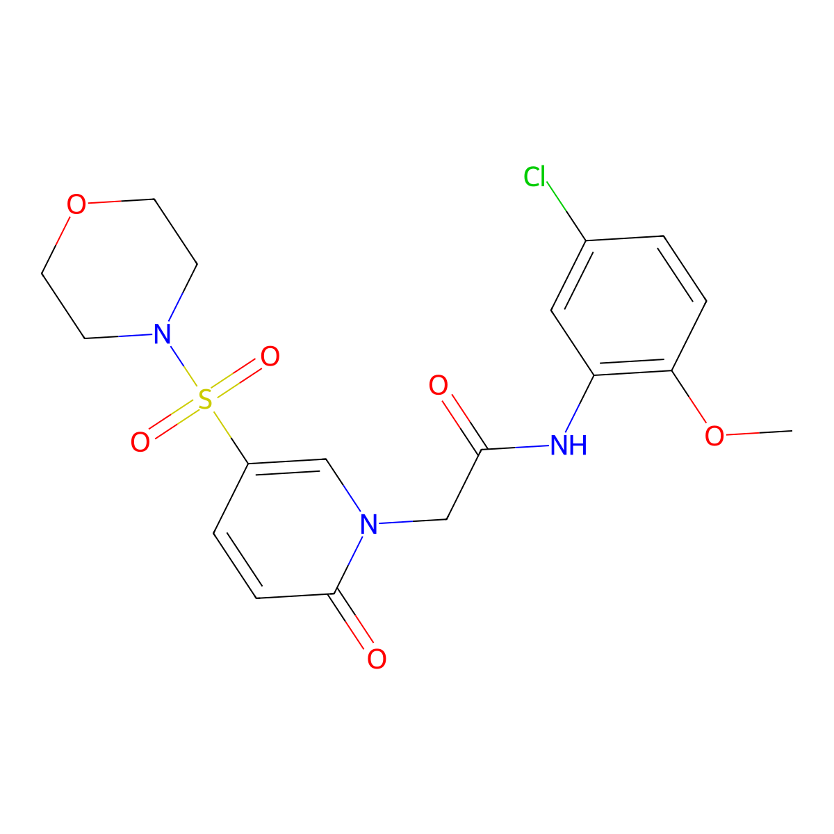N-(5-chloro-2-methoxyphenyl)-2-[5-(morpholine-4-sulfonyl)-2-oxo-1,2-dihydropyridin-1-yl]acetamide molecular structure, CAS 1358227-60-7