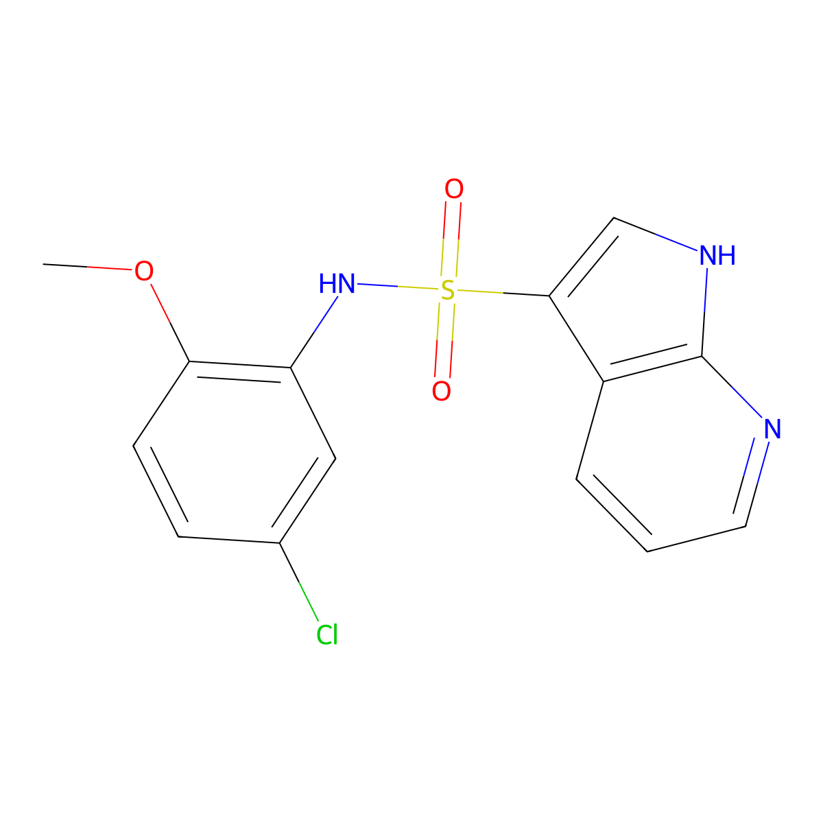 N-(5-chloro-2-methoxyphenyl)-1H-pyrrolo[2,3-b]pyridine-3-sulfonamide molecular structure, CAS 1358235-88-7