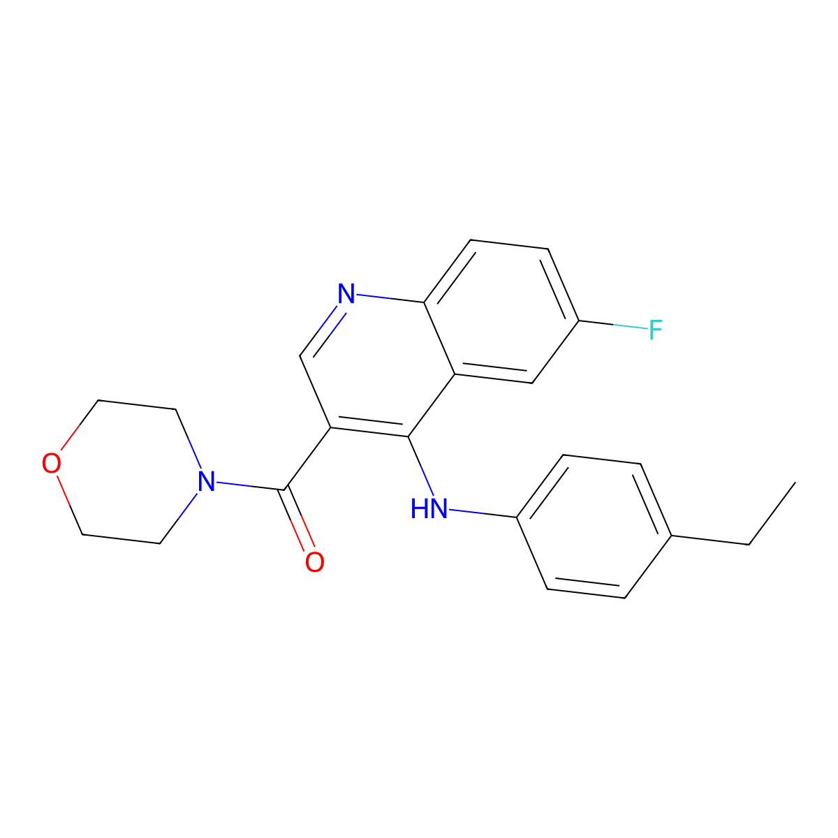 (4-((4-Ethylphenyl)amino)-6-fluoroquinolin-3-yl)(morpholino)methanone molecular structure, CAS 1358236-09-5