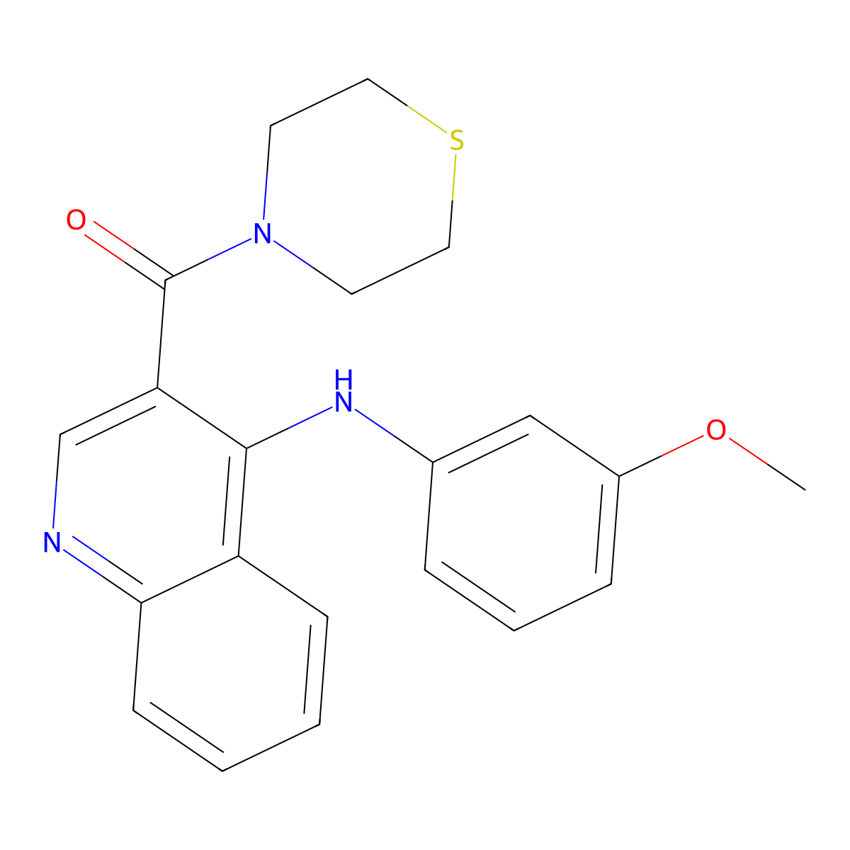 (4-((3-Methoxyphenyl)amino)quinolin-3-yl)(thiomorpholino)methanone molecular structure, CAS 1358236-28-8