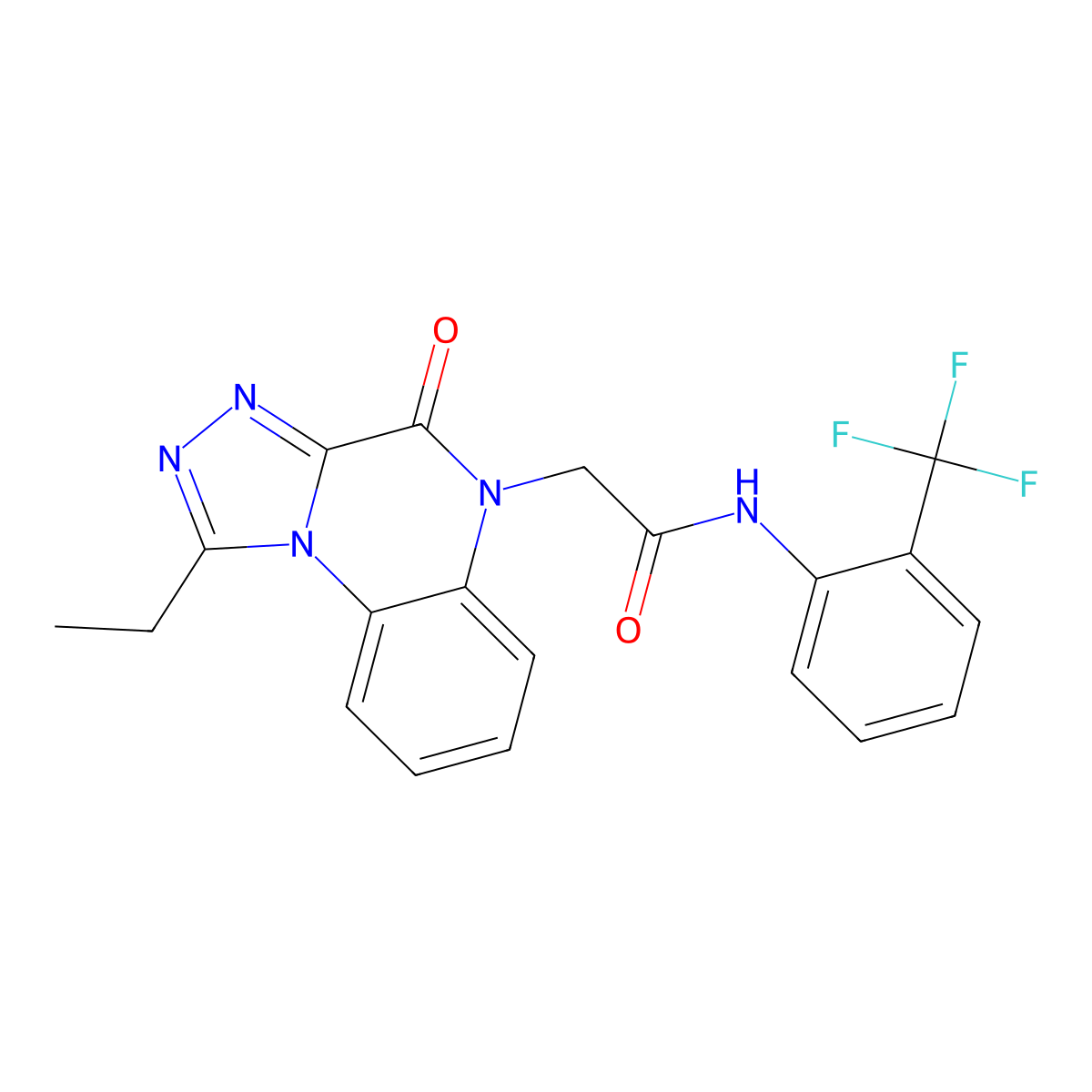 2-(1-ethyl-4-oxo-[1,2,4]triazolo[4,3-a]quinoxalin-5(4H)-yl)-N-(2-(trifluoromethyl)phenyl)acetamide molecular structure, CAS 1358237-21-4
