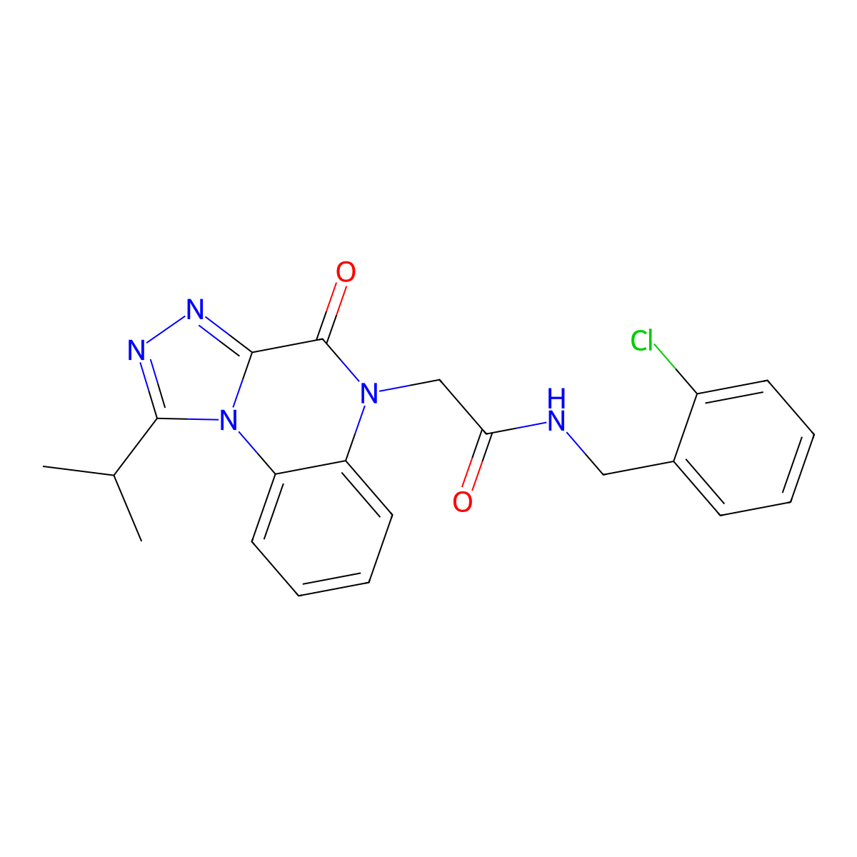 N-(2-chlorobenzyl)-2-(1-isopropyl-4-oxo[1,2,4]triazolo[4,3-a]quinoxalin-5(4H)-yl)acetamide molecular structure, CAS 1358237-50-9