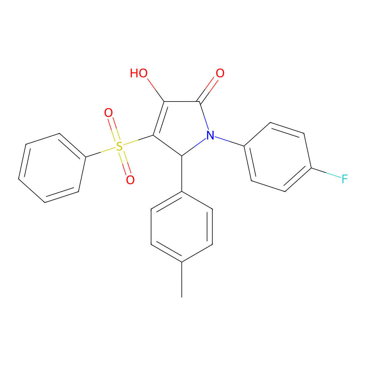 1-(4-fluorophenyl)-3-hydroxy-4-(phenylsulfonyl)-5-(p-tolyl)-1H-pyrrol-2(5H)-one molecular structure, CAS 1358240-73-9