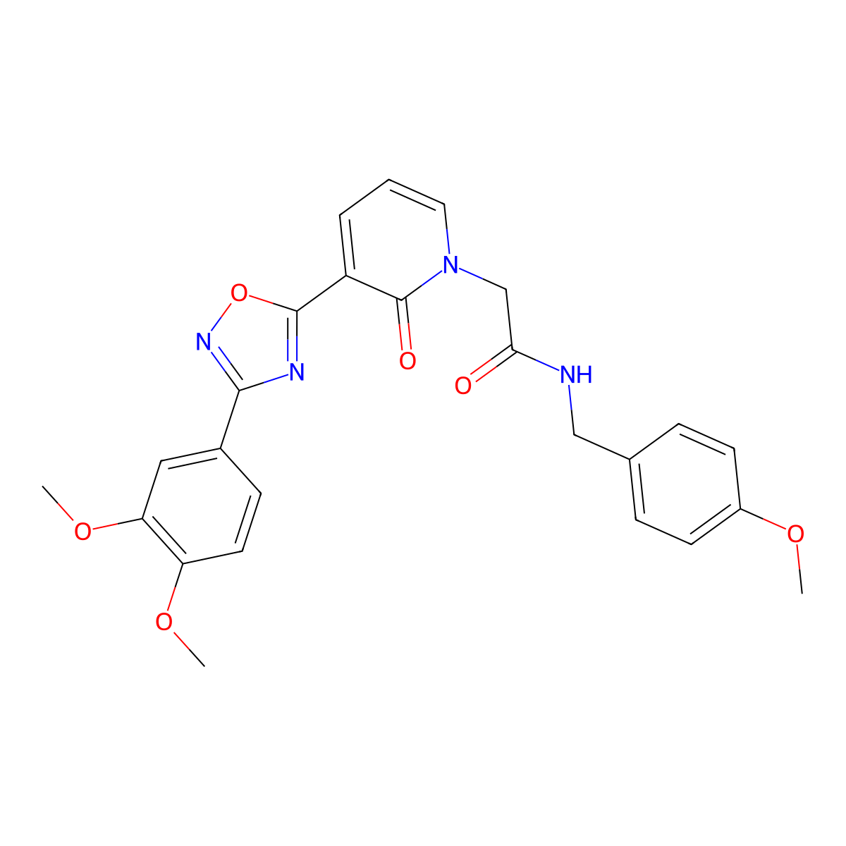 2-(3-(3-(3,4-dimethoxyphenyl)-1,2,4-oxadiazol-5-yl)-2-oxopyridin-1(2H)-yl)-N-(4-methoxybenzyl)acetamide molecular structure, CAS 1358247-40-1