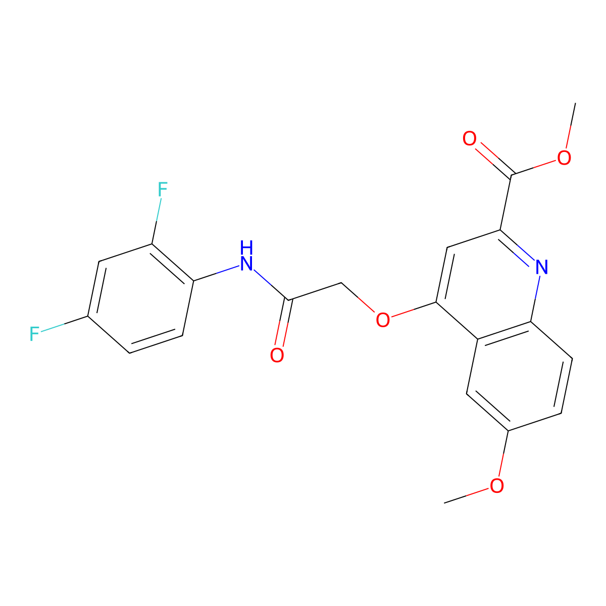 Methyl 4-{[(2,4-difluorophenyl)carbamoyl]methoxy}-6-methoxyquinoline-2-carboxylate molecular structure, CAS 1358248-10-8