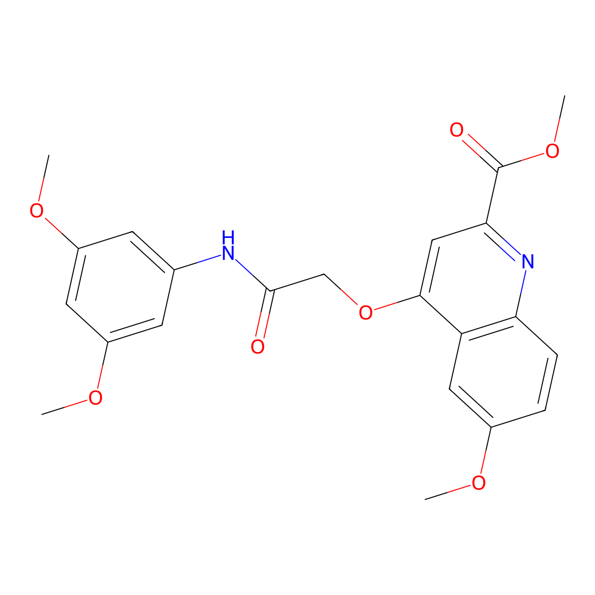 Methyl 4-{[(3,5-dimethoxyphenyl)carbamoyl]methoxy}-6-methoxyquinoline-2-carboxylate molecular structure, CAS 1358248-18-6
