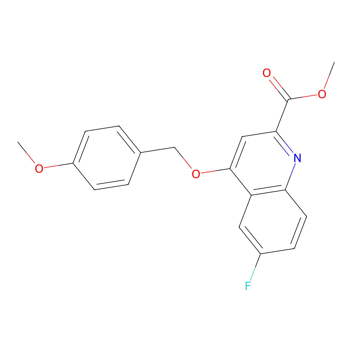Methyl 6-fluoro-4-[(4-methoxyphenyl)methoxy]quinoline-2-carboxylate molecular structure, CAS 1358249-00-9