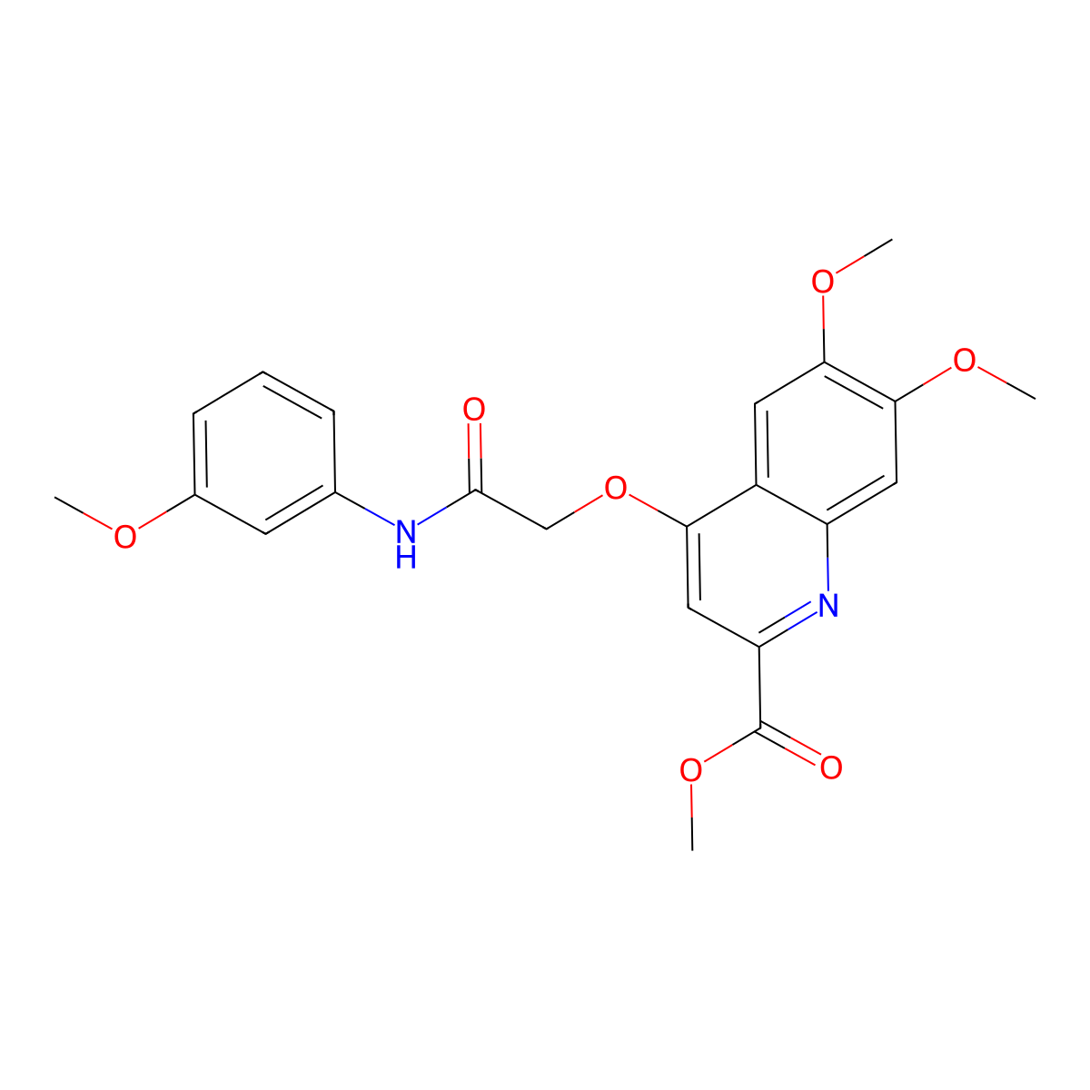 Methyl 6,7-dimethoxy-4-{[(3-methoxyphenyl)carbamoyl]methoxy}quinoline-2-carboxylate molecular structure, CAS 1358249-47-4