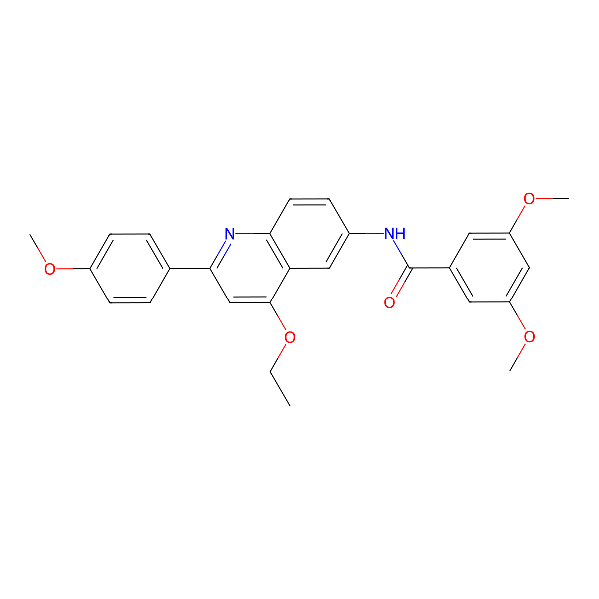 N-[4-ethoxy-2-(4-methoxyphenyl)quinolin-6-yl]-3,5-dimethoxybenzamide molecular structure, CAS 1358252-19-3