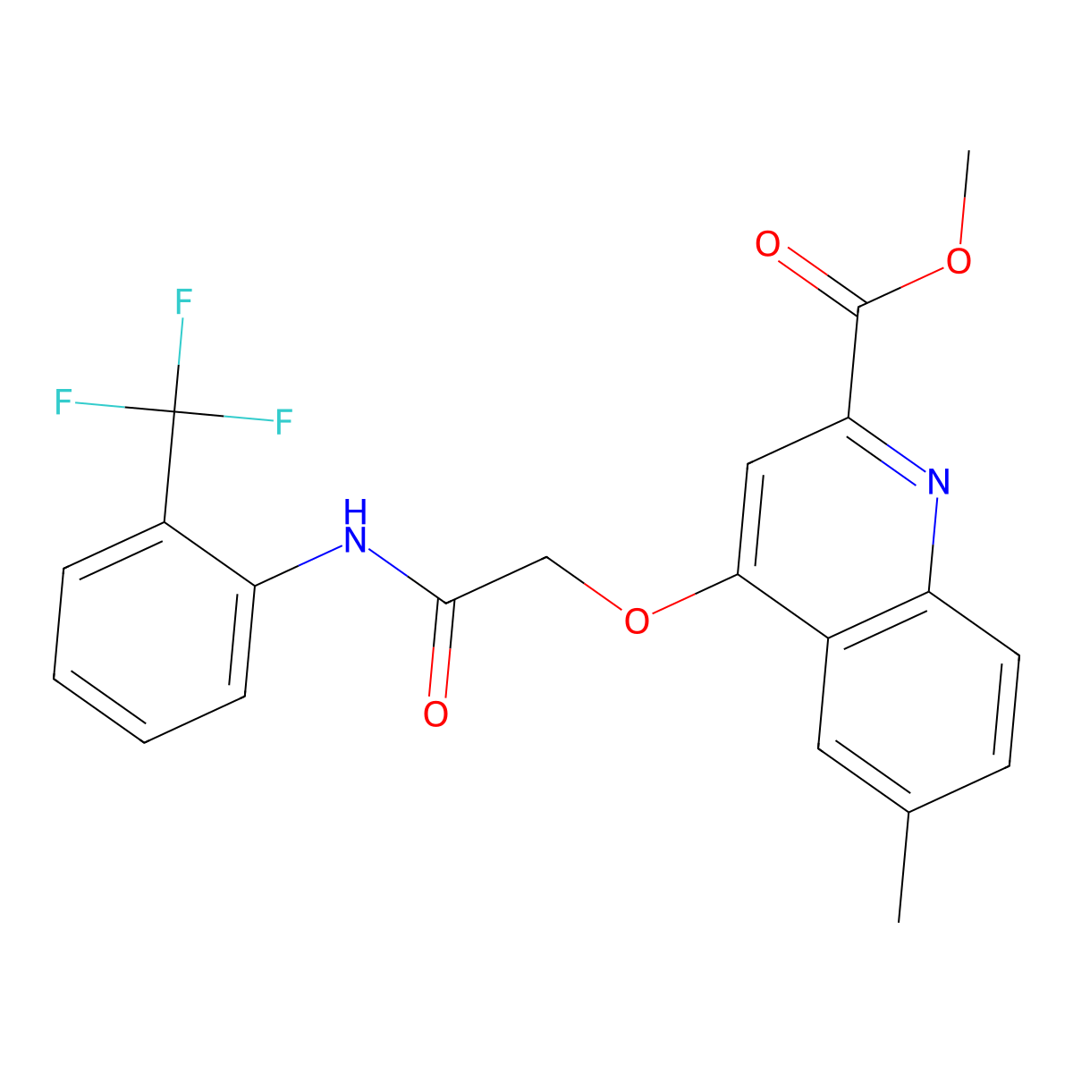 Methyl 6-methyl-4-({[2-(trifluoromethyl)phenyl]carbamoyl}methoxy)quinoline-2-carboxylate molecular structure, CAS 1358256-22-0