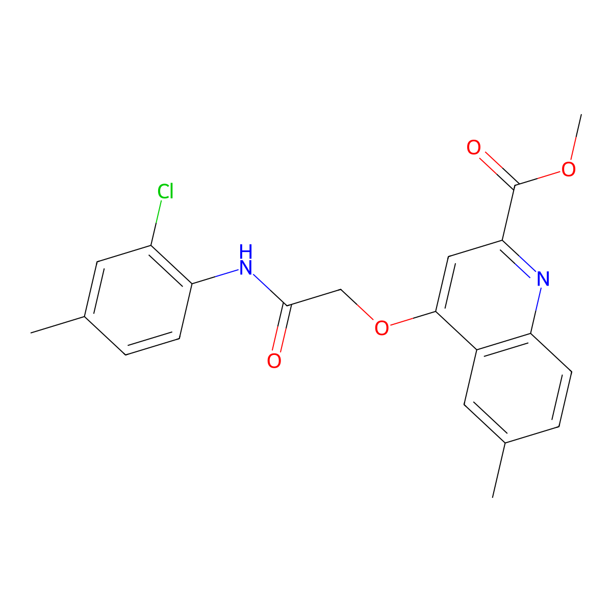 Methyl 4-{[(2-chloro-4-methylphenyl)carbamoyl]methoxy}-6-methylquinoline-2-carboxylate molecular structure, CAS 1358256-25-3