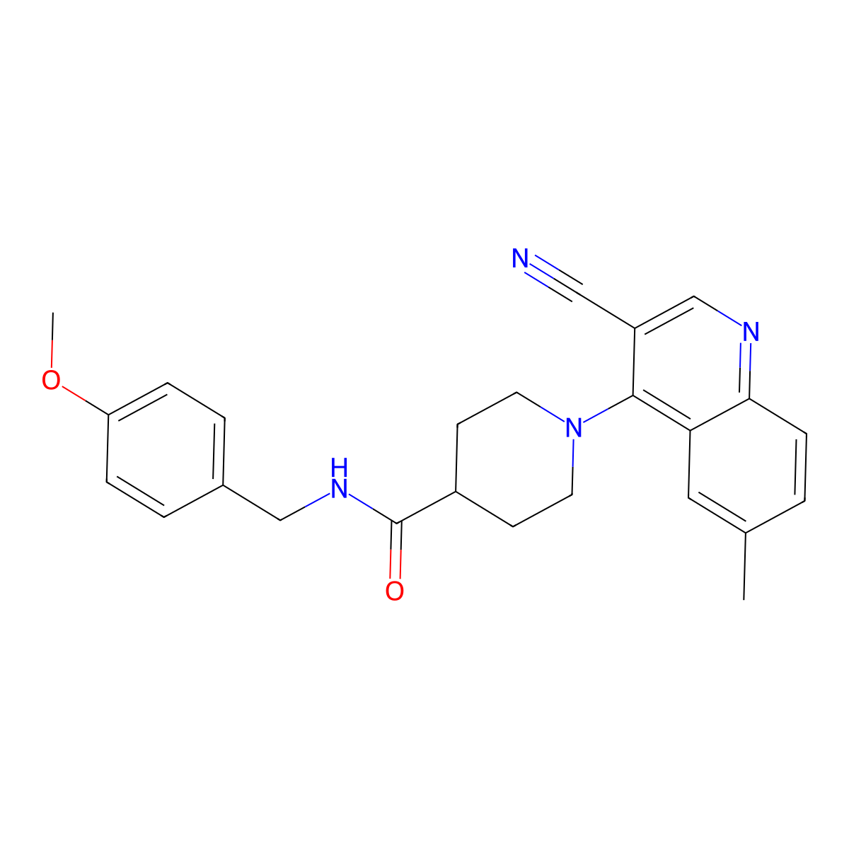1-(3-Cyano-6-methylquinolin-4-YL)-N-[(4-methoxyphenyl)methyl]piperidine-4-carboxamide molecular structure, CAS 1358257-57-4