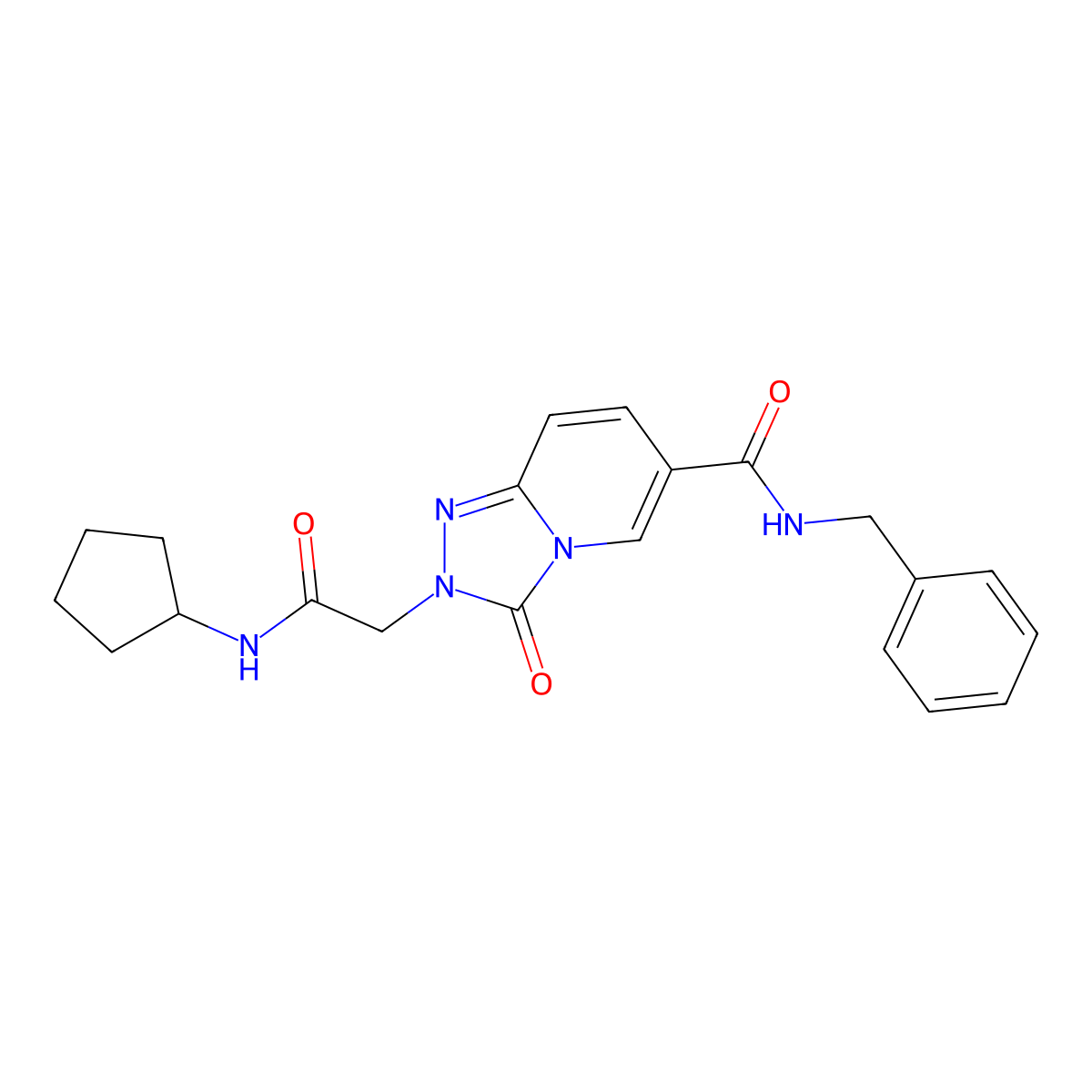 N-benzyl-2-[(cyclopentylcarbamoyl)methyl]-3-oxo-2H,3H-[1,2,4]triazolo[4,3-a]pyridine-6-carboxamide molecular structure, CAS 1358262-49-3