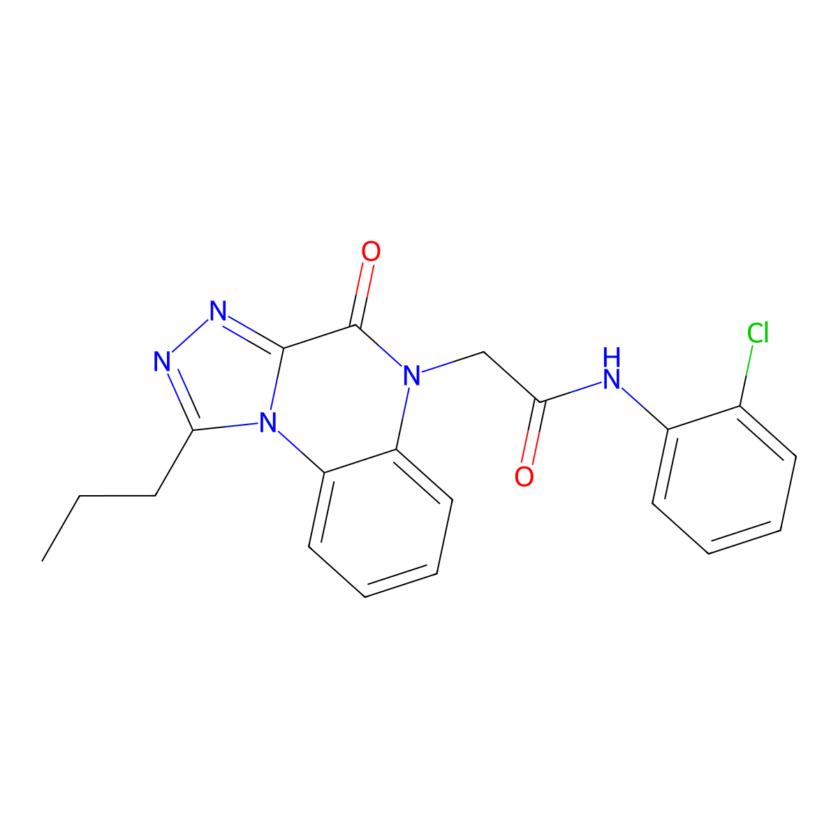 N-(2-chlorophenyl)-2-(4-oxo-1-propyl-[1,2,4]triazolo[4,3-a]quinoxalin-5(4H)-yl)acetamide molecular structure, CAS 1358275-56-5