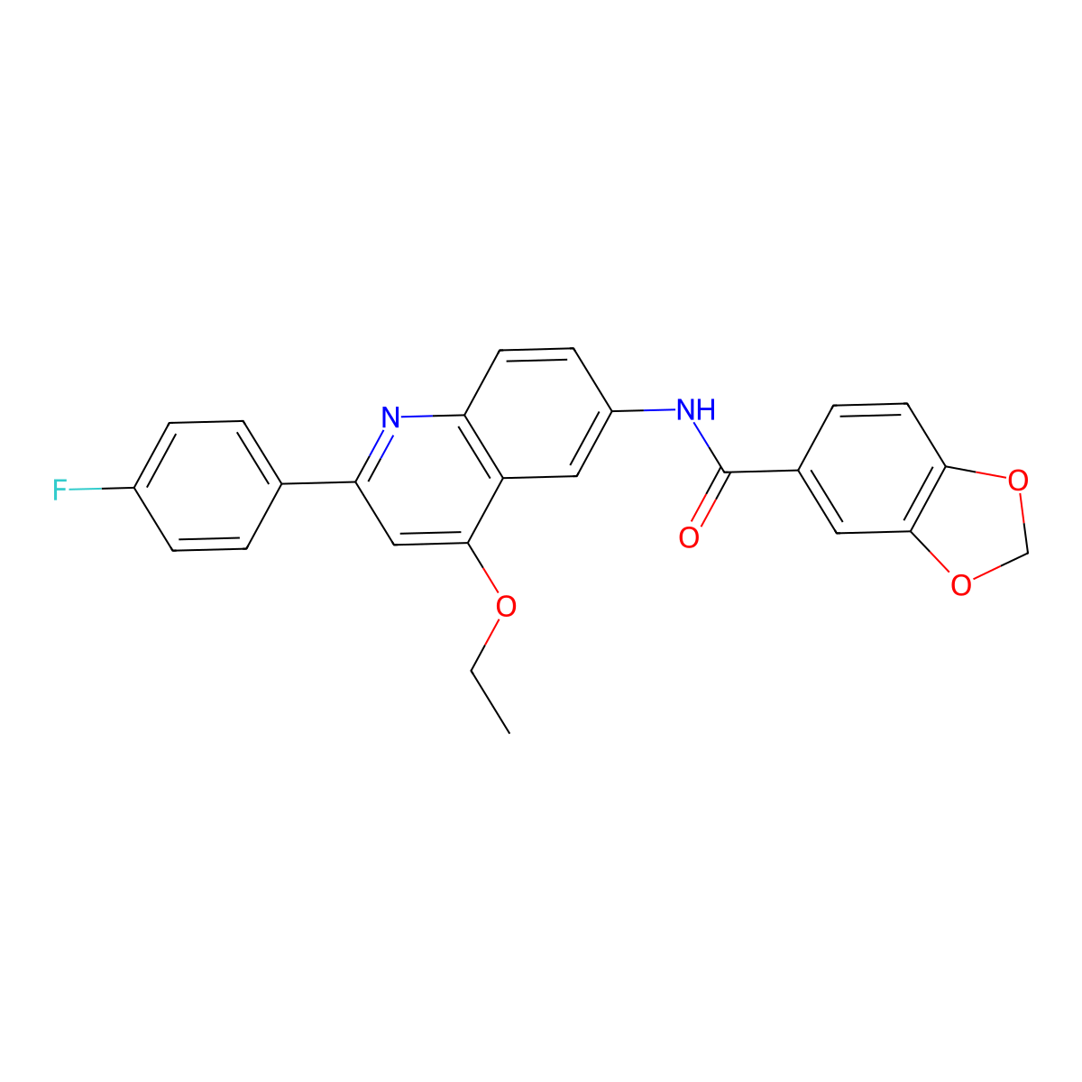 N-[4-Ethoxy-2-(4-fluorophenyl)quinolin-6-YL]-2H-1,3-benzodioxole-5-carboxamide molecular structure, CAS 1358282-54-8