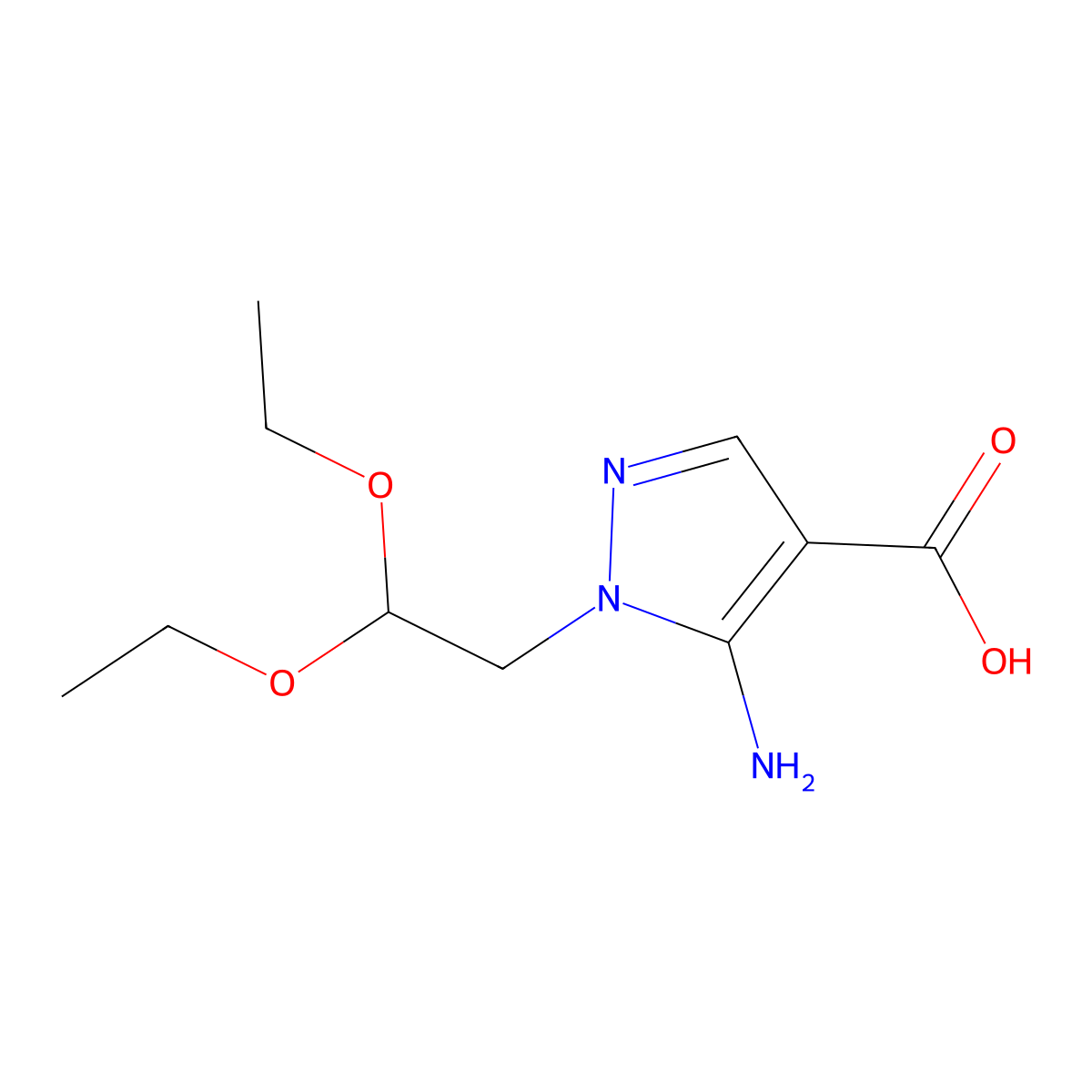 5-Amino-1-(2,2-diethoxyethyl)-1H-pyrazole-4-carboxylic acid molecular structure, CAS 135829-81-1