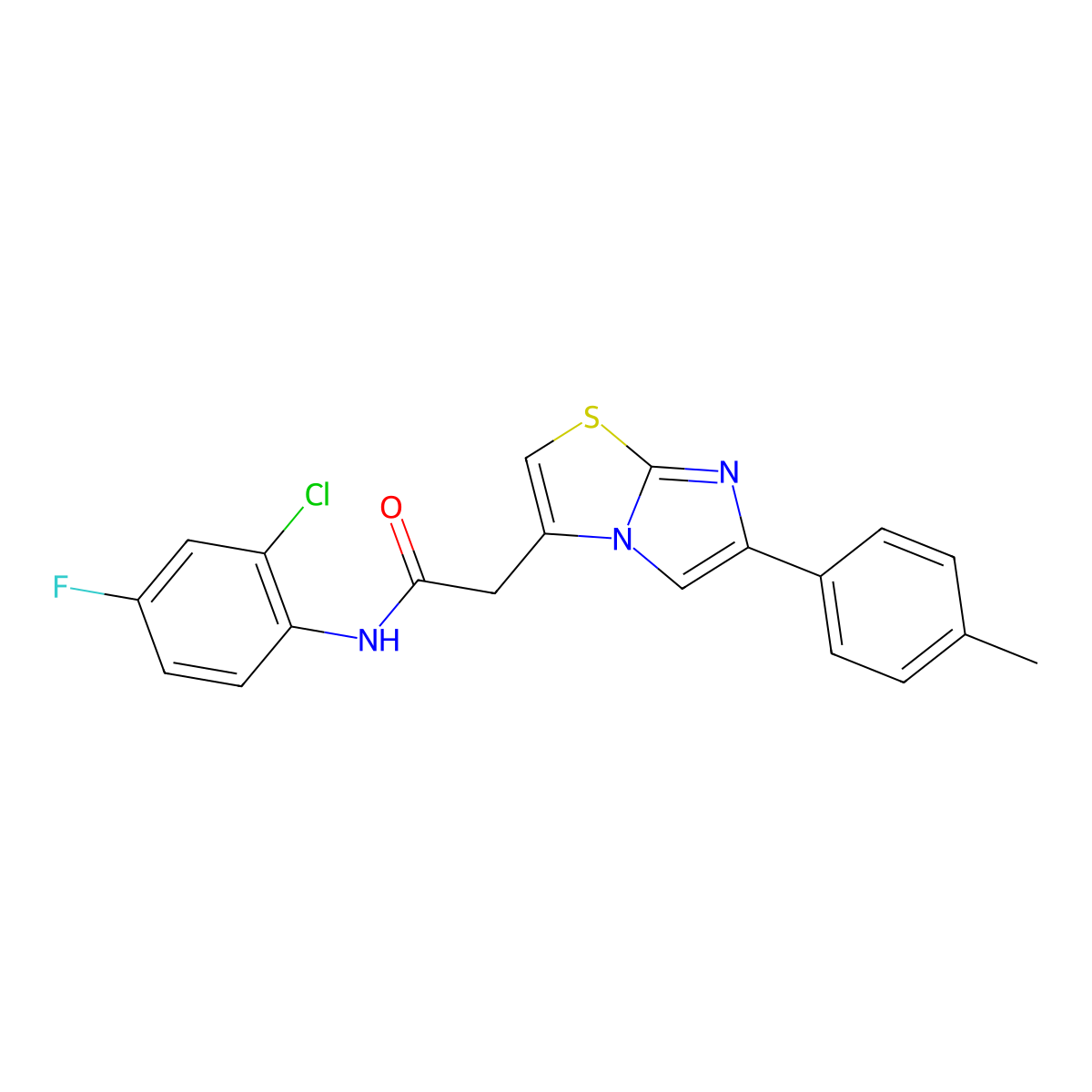 N-(2-chloro-4-fluorophenyl)-2-[6-(4-methylphenyl)imidazo[2,1-b][1,3]thiazol-3-yl]acetamide molecular structure, CAS 1358297-70-7