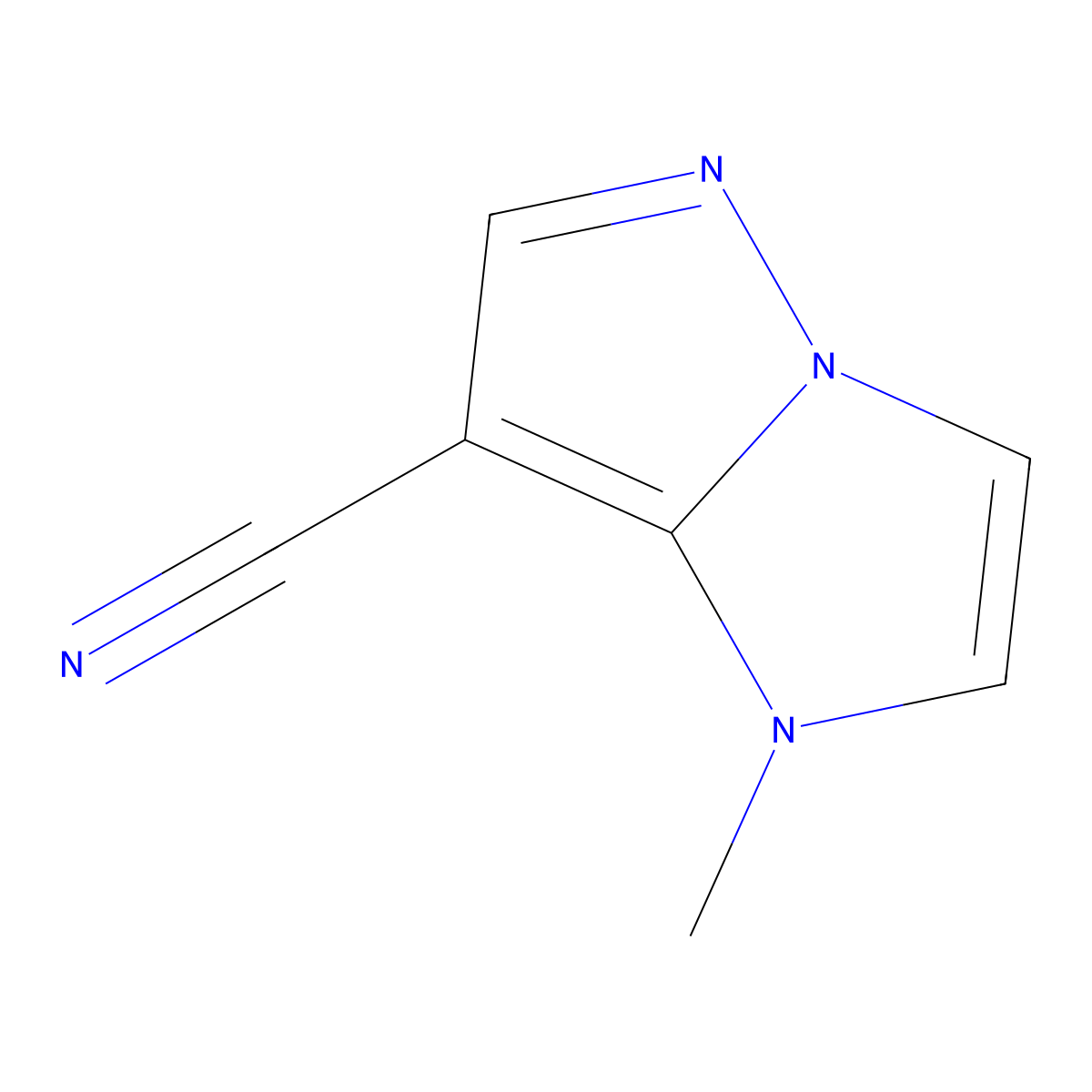 1-methyl-1H-pyrazolo[1,5-a]imidazole-7-carbonitrile molecular structure, CAS 135830-04-5